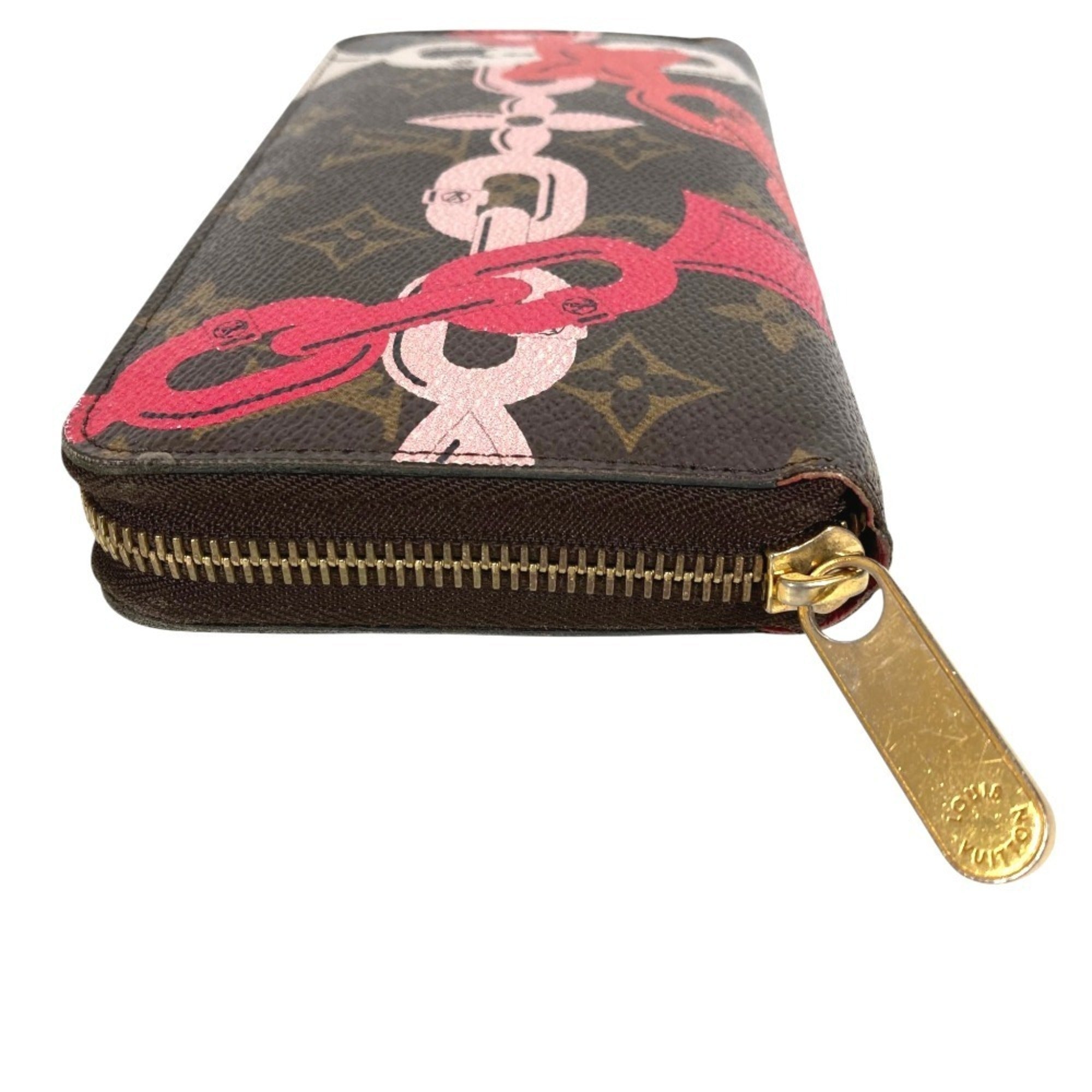 Louis Vuitton Brown Pink Monogram Canvas Long Wallet (Bi-Fold) (Pre-Owned)