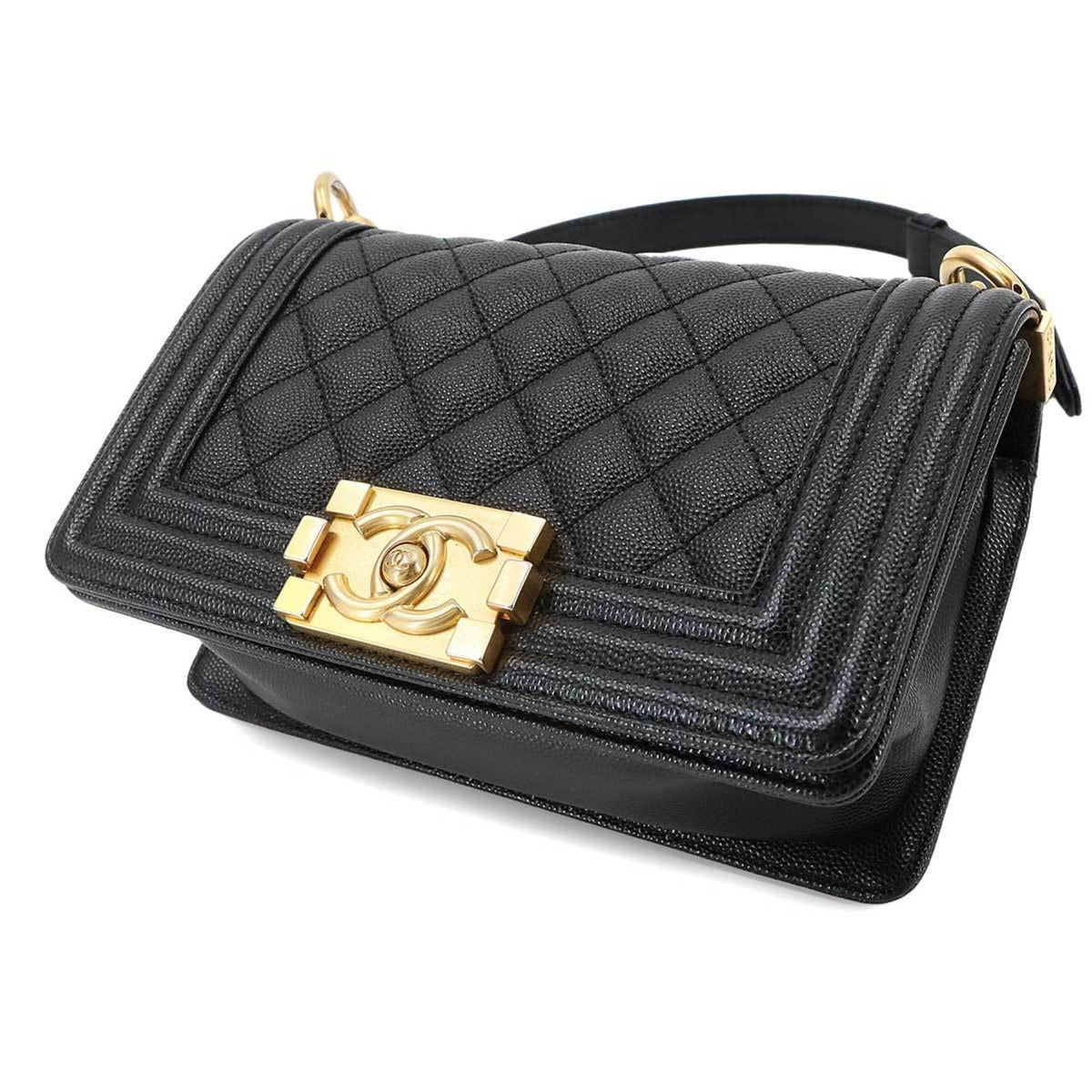 Chanel Black Grained Calfskin Handbag Shoulder Bag (Pre-Owned)