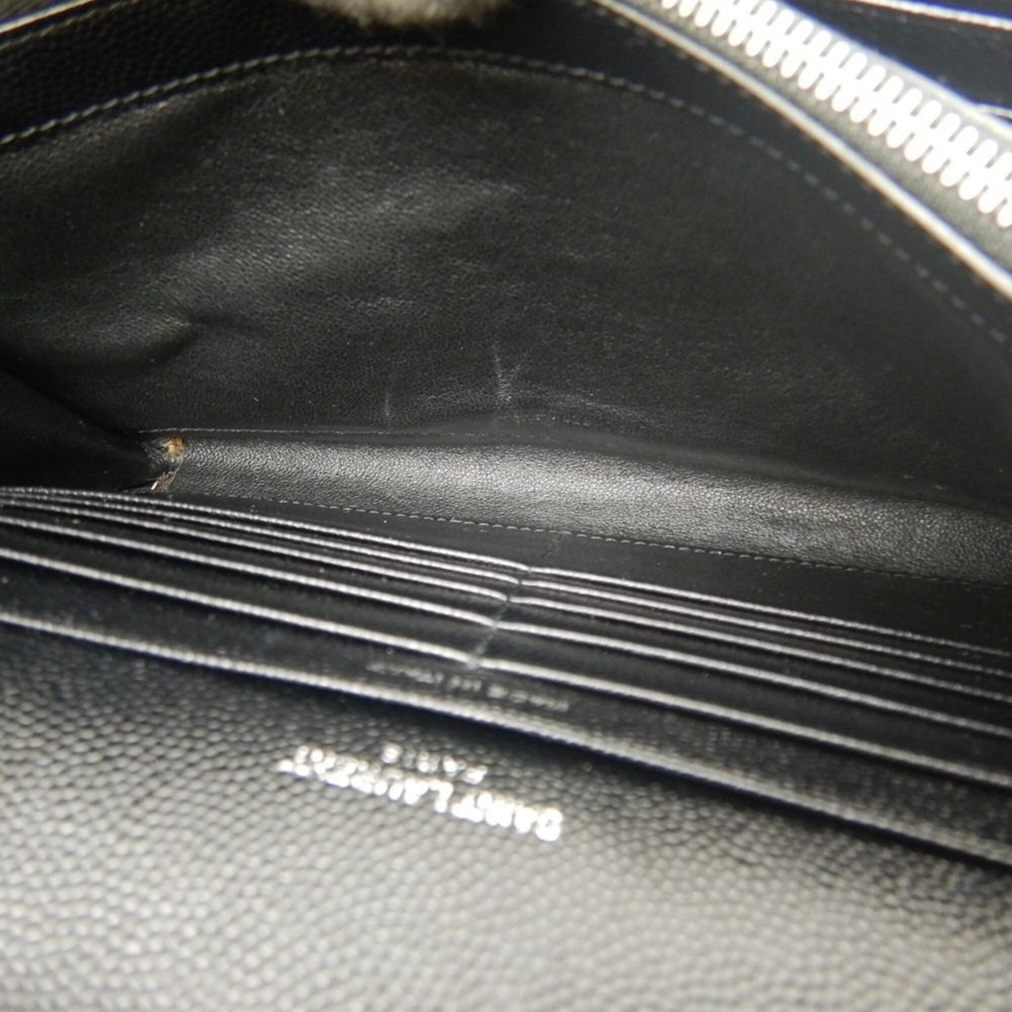 Yves Saint Laurent Black Leather Chain/Shoulder Wallet (Pre-Owned)