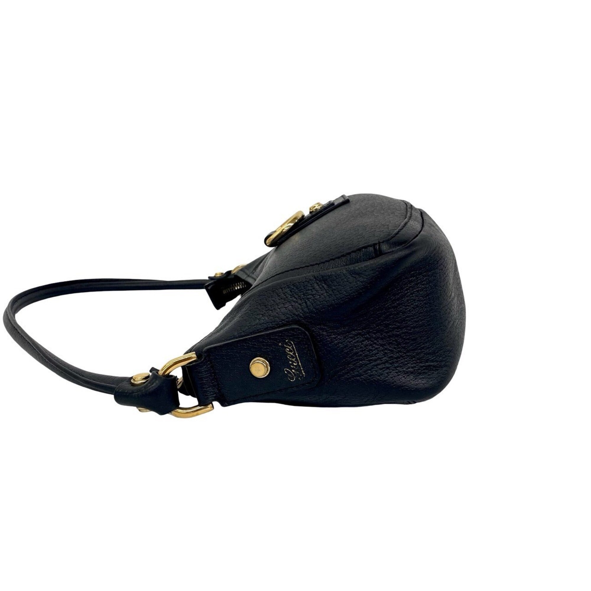 Gucci Black Leather Handbag Pouch Shoulder Bag (Pre-Owned)