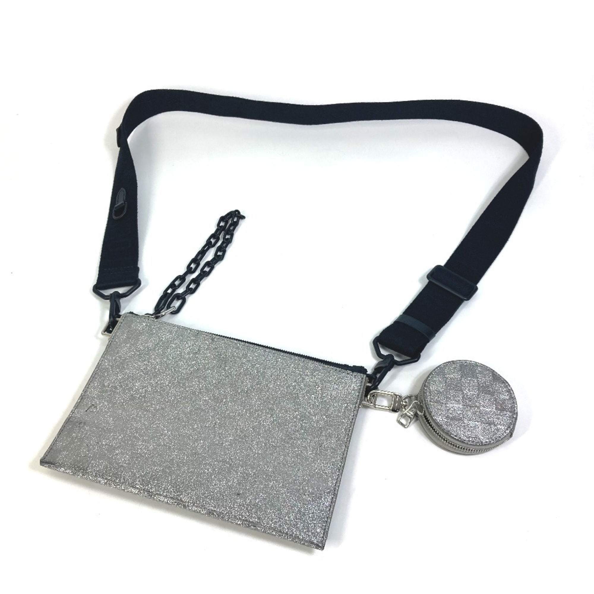Louis Vuitton Black Silver Leather Shoulder Bag (Pre-Owned)