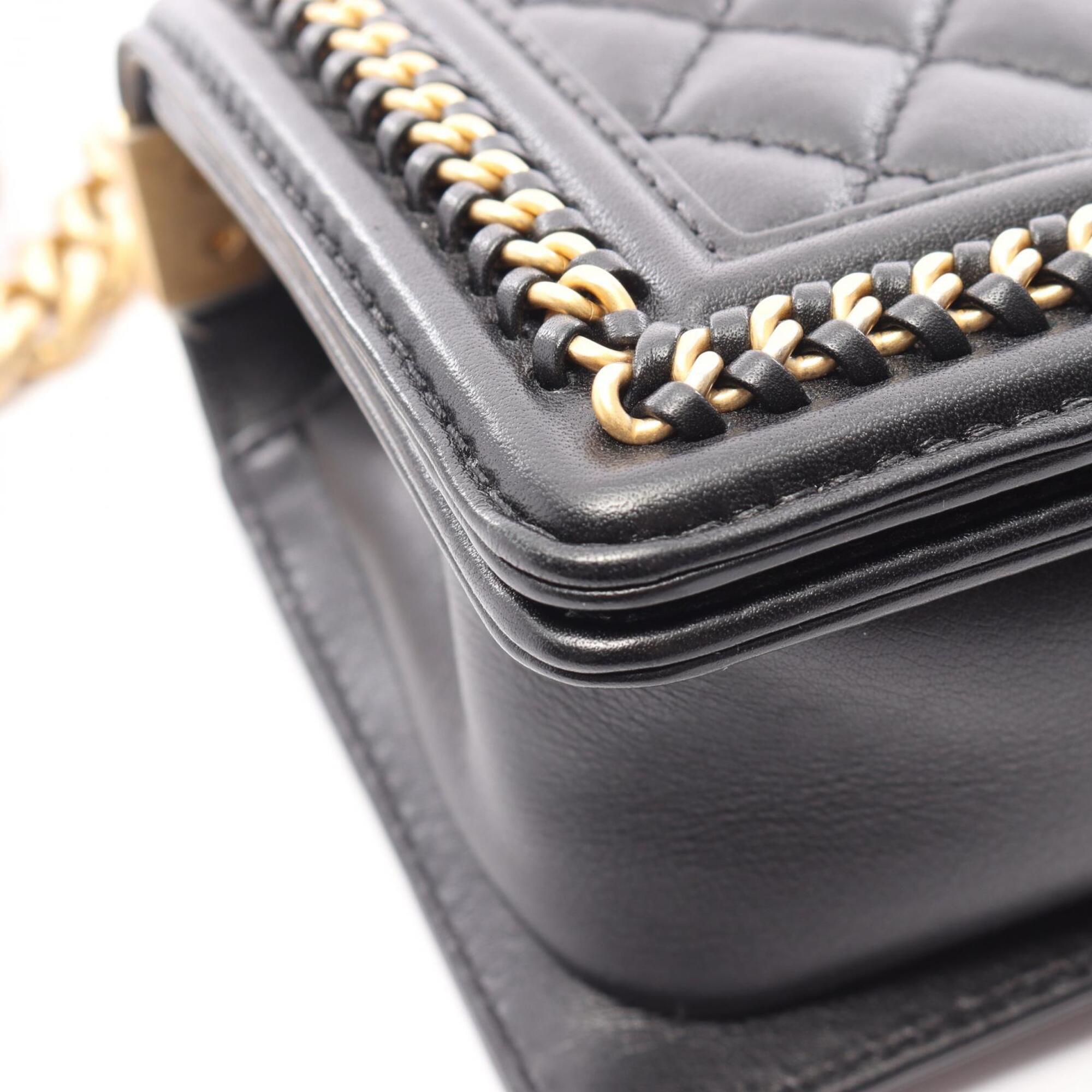Chanel Black Leather Handbag Shoulder Bag (Pre-Owned)