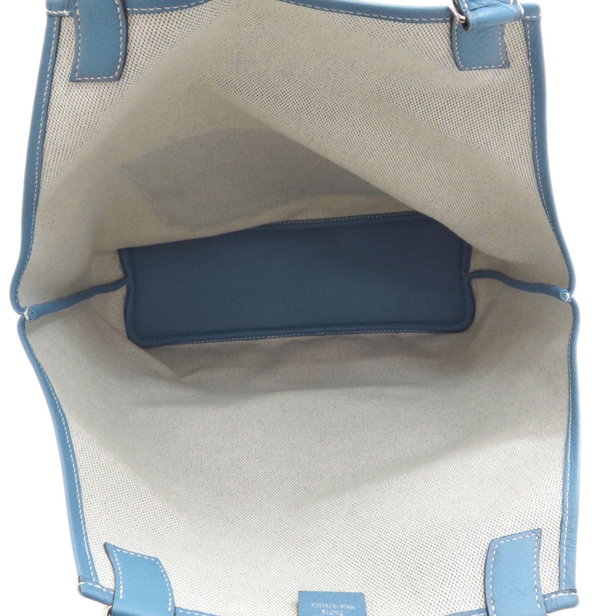 Hermes Light Blue Toile H Leather Tote Bag (Pre-Owned)