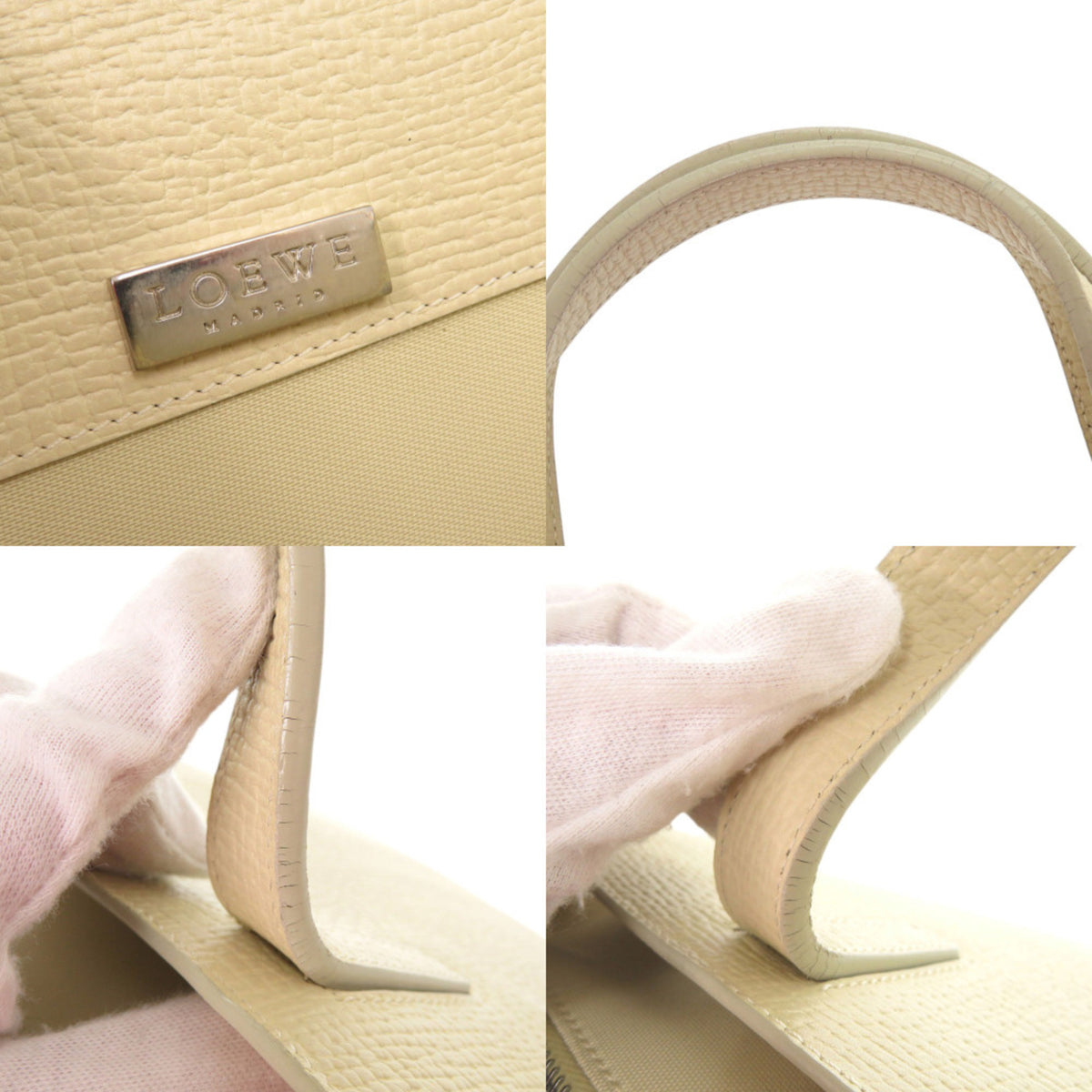 Loewe Ivory Leather Handbag Tote Bag (Pre-Owned)