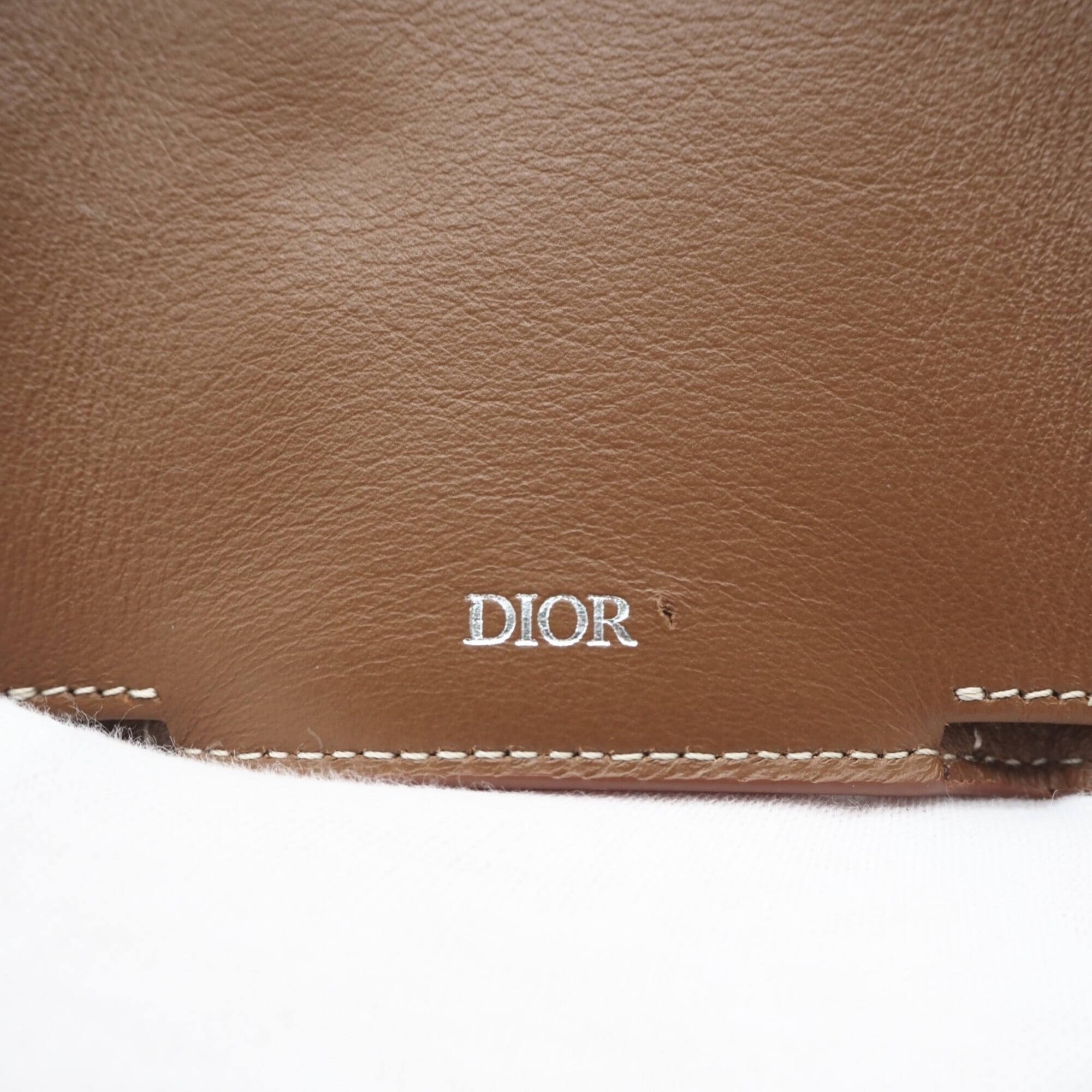 Christian Dior Brown Cream Coated Canvas Leather Wallet (Tri-Fold) (Pre-Owned)