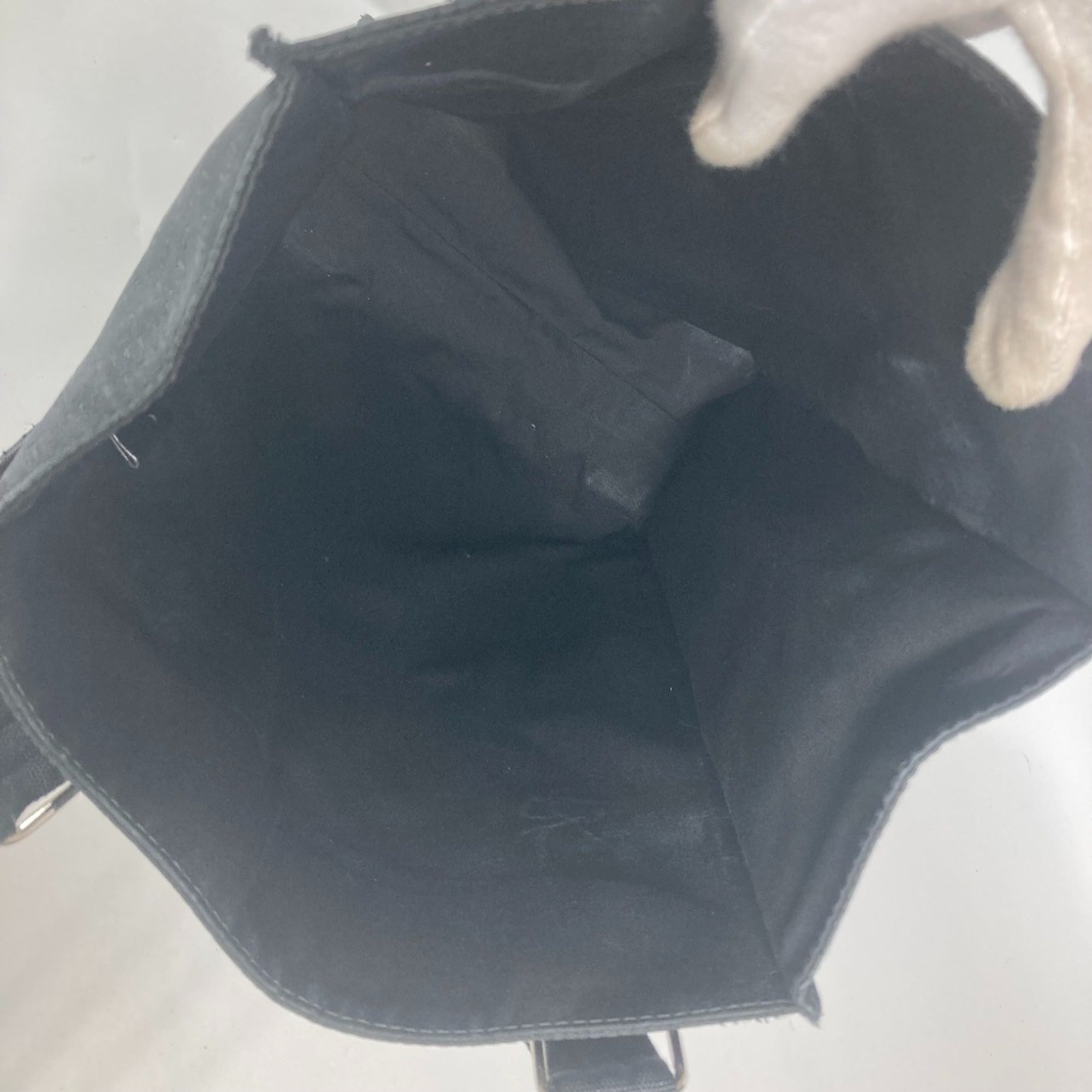Christian Dior Black Leather Canvas Shoulder Bag Tote Bag (Pre-Owned)