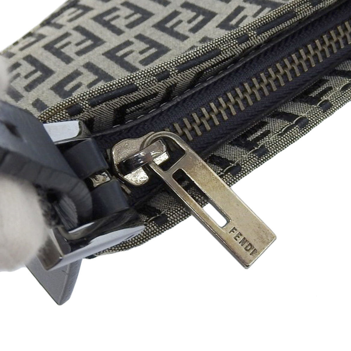 Fendi Navy Canvas Leather Pouch (Pre-Owned)