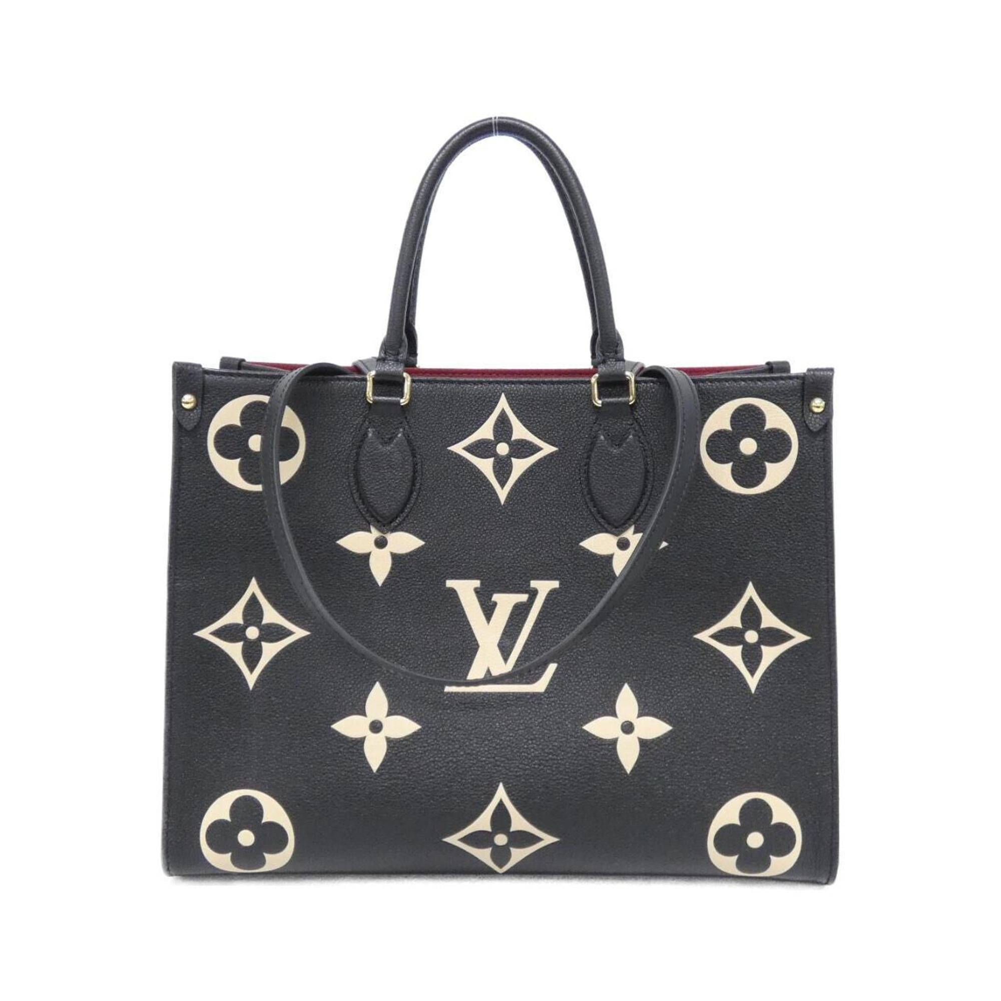 Louis Vuitton Beige Black Leather Handbag (Pre-Owned)