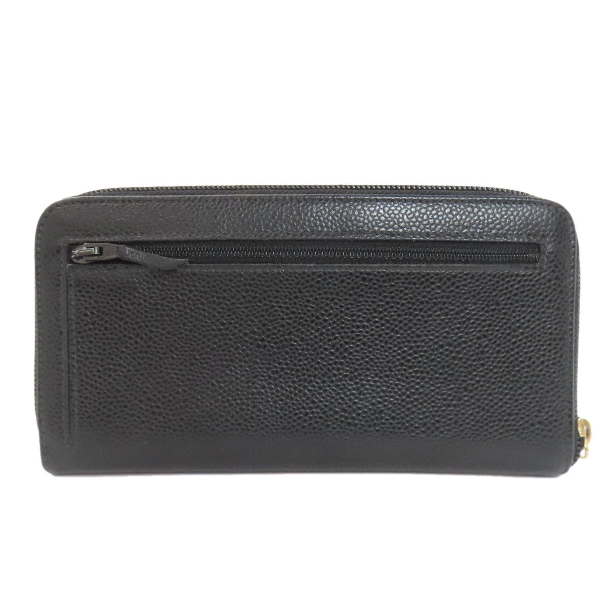 Chanel Black Grained Calfskin Long Wallet (Bi-Fold) (Pre-Owned)