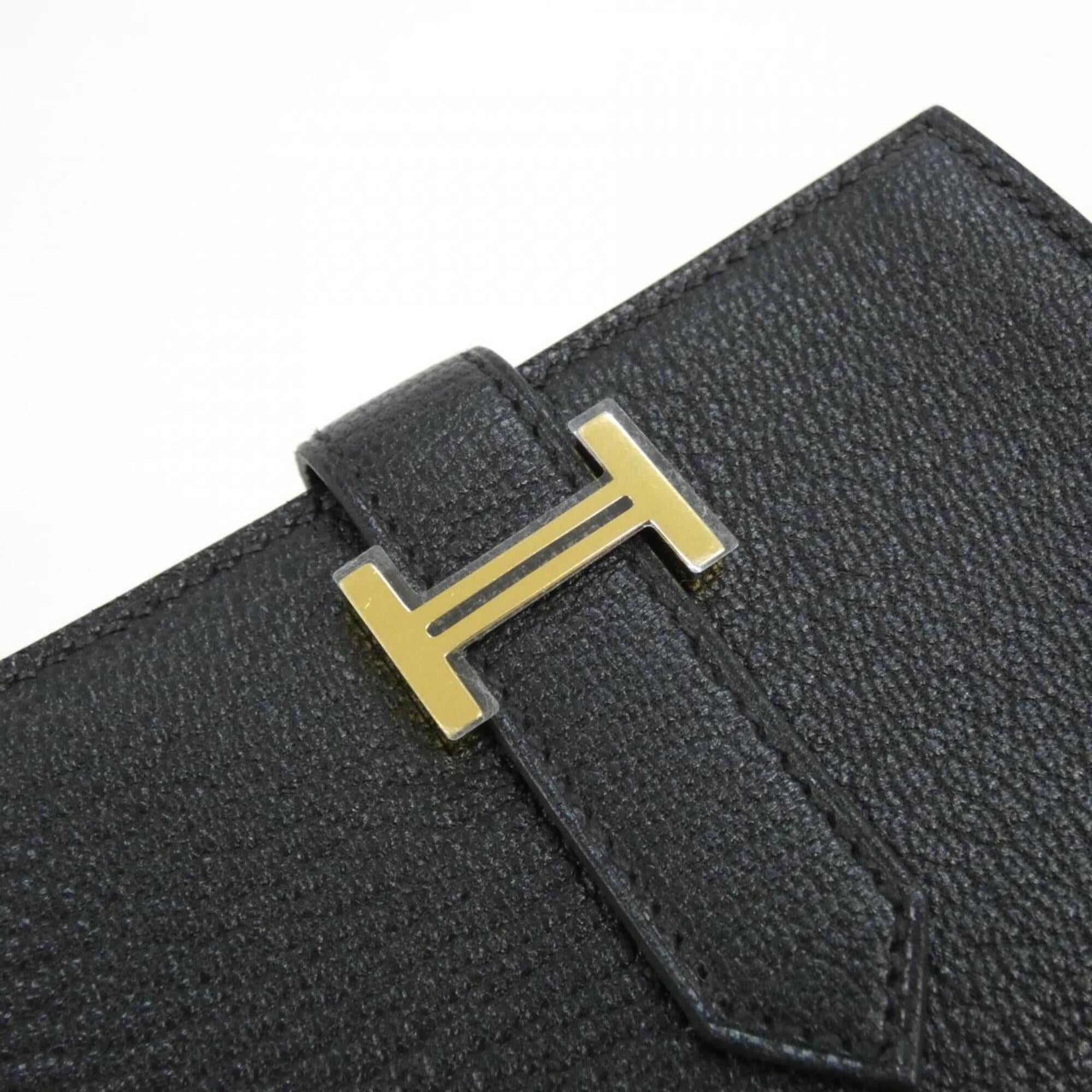 Hermes Black Chevre Leather Wallet (Bi-Fold) (Pre-Owned)