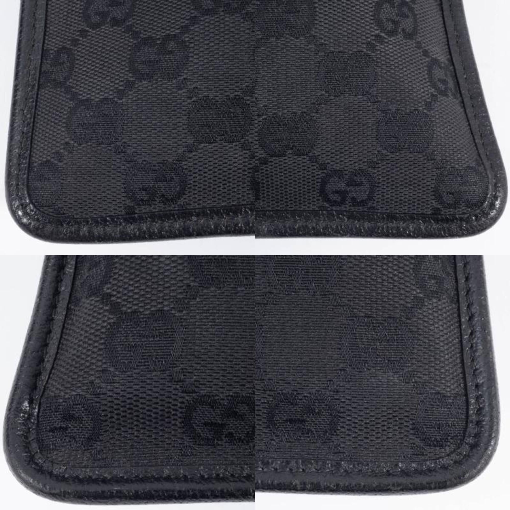 Gucci Gg Canvas Black Gg Canvas Leather Shoulder Bag (Pre-Owned)