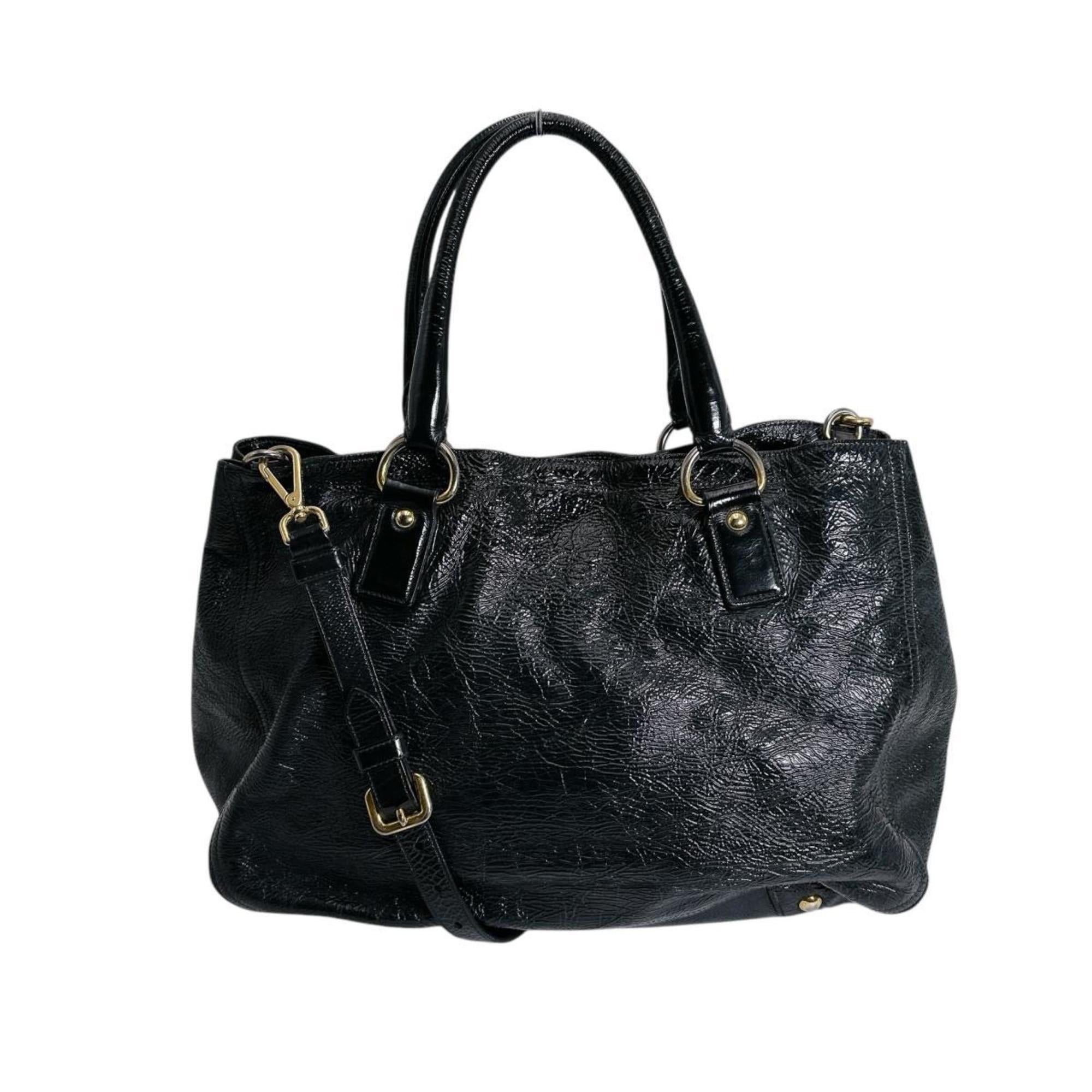 Prada Black Patent Leather Shoulder Bag Tote Bag (Pre-Owned)