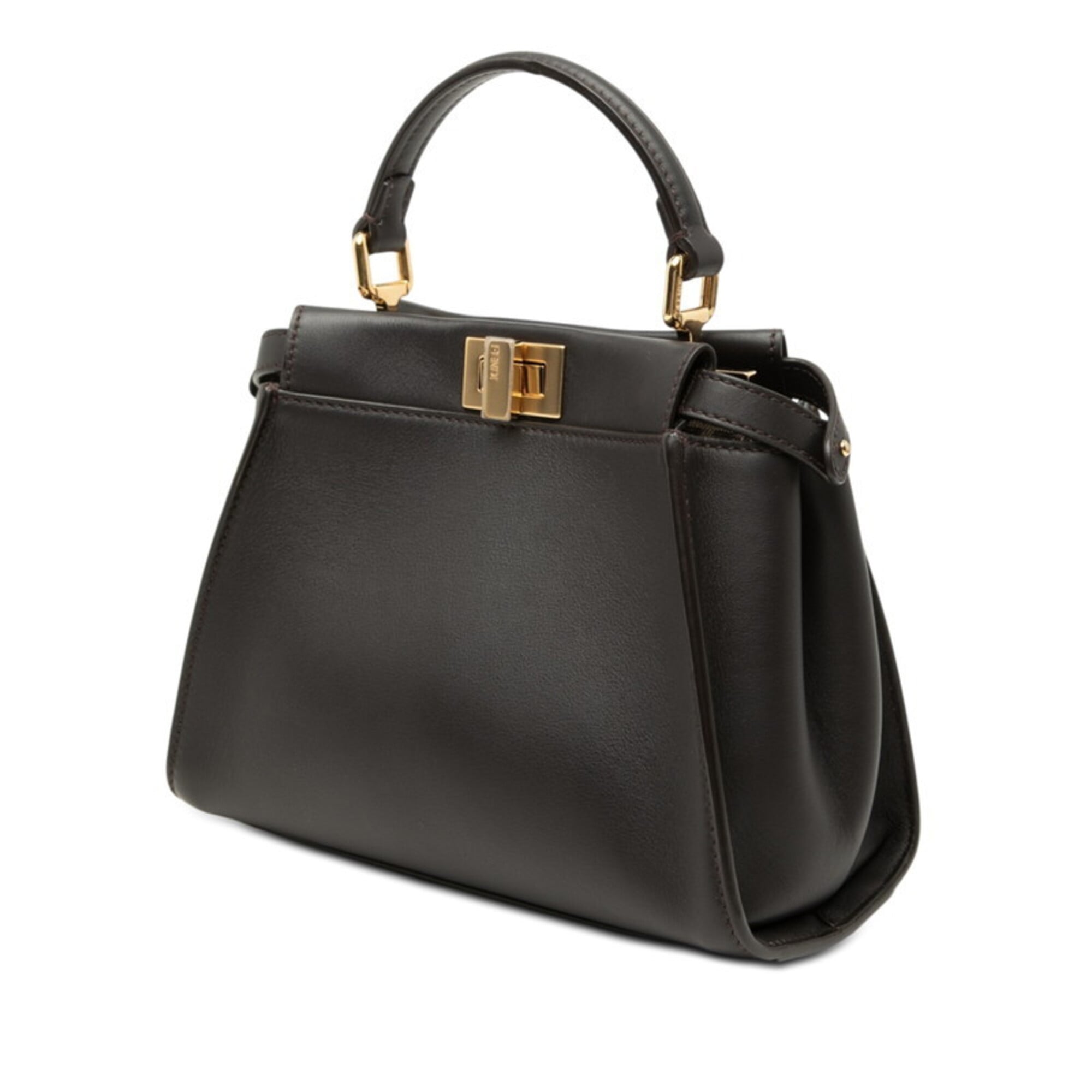 Fendi Dark Brown Leather Handbag Shoulder Bag (Pre-Owned)