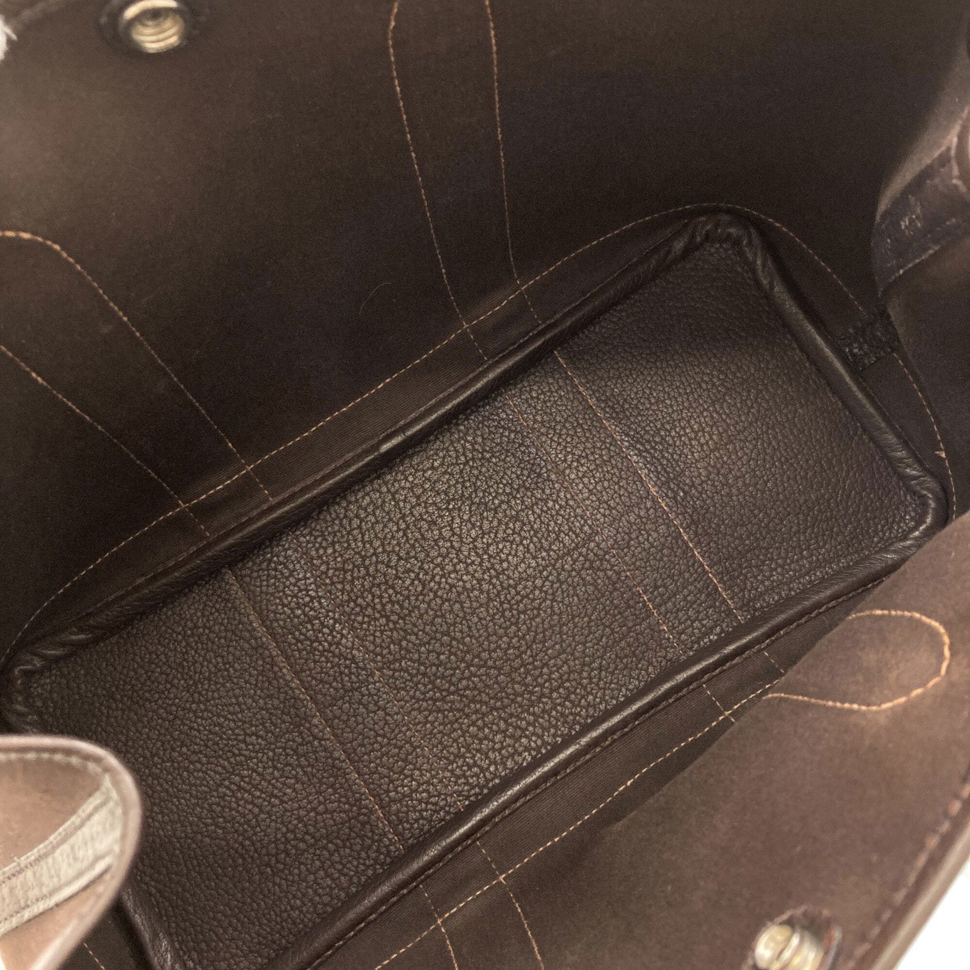 Hermes Dark Brown Toile Officier Tote Bag (Pre-Owned)