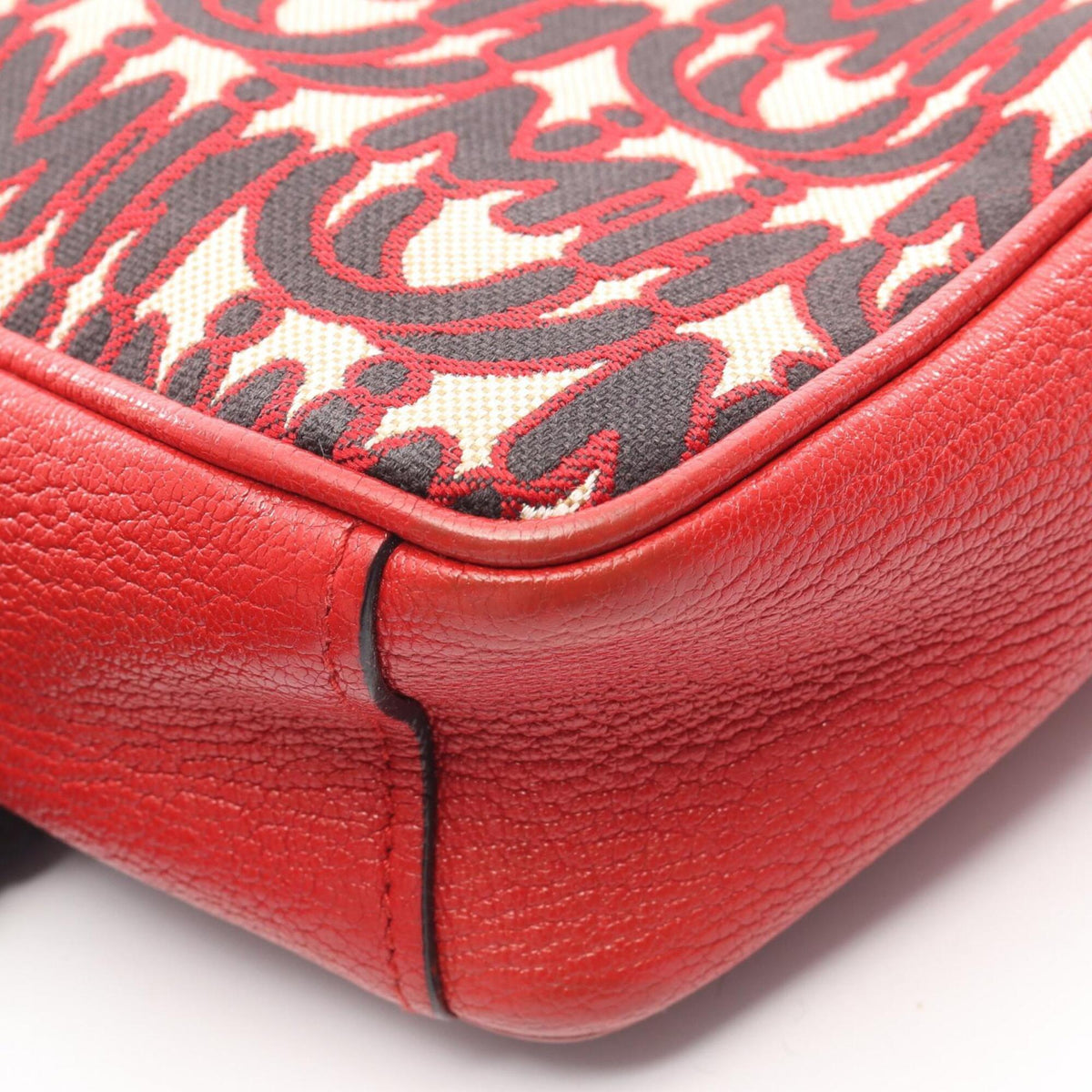 Miu Miu Black Ivory Red Color Leather Handbag Shoulder Bag (Pre-Owned)
