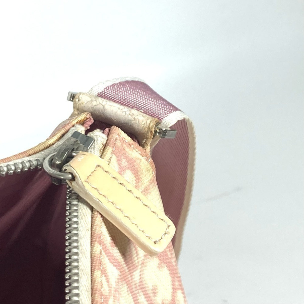 Christian Dior Trotter Pink White Pvc Leather Shoulder Bag (Pre-Owned)