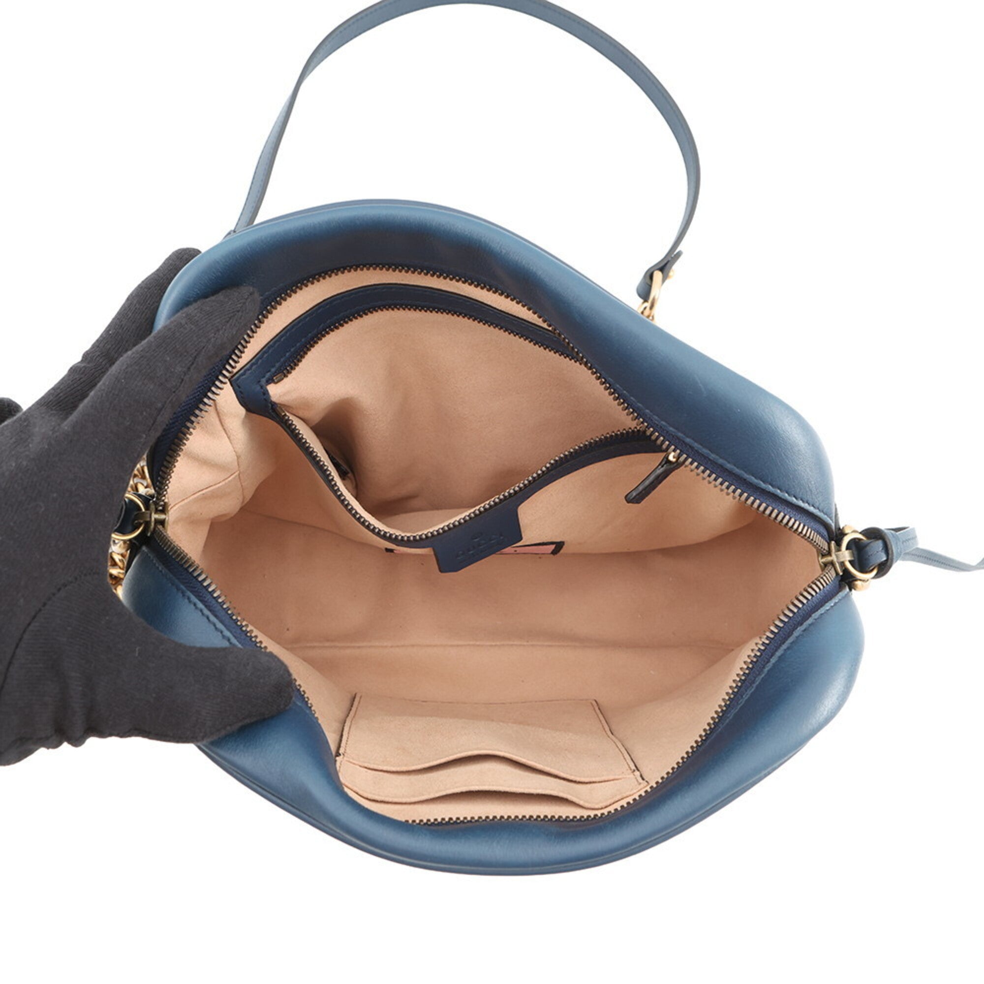Gucci Blue Leather Handbag Shoulder Bag (Pre-Owned)