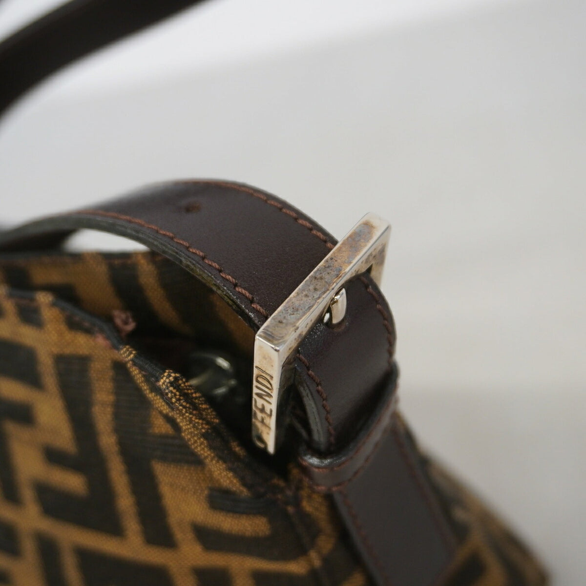 Fendi Brown Nylon Canvas Shoulder Bag (Pre-Owned)