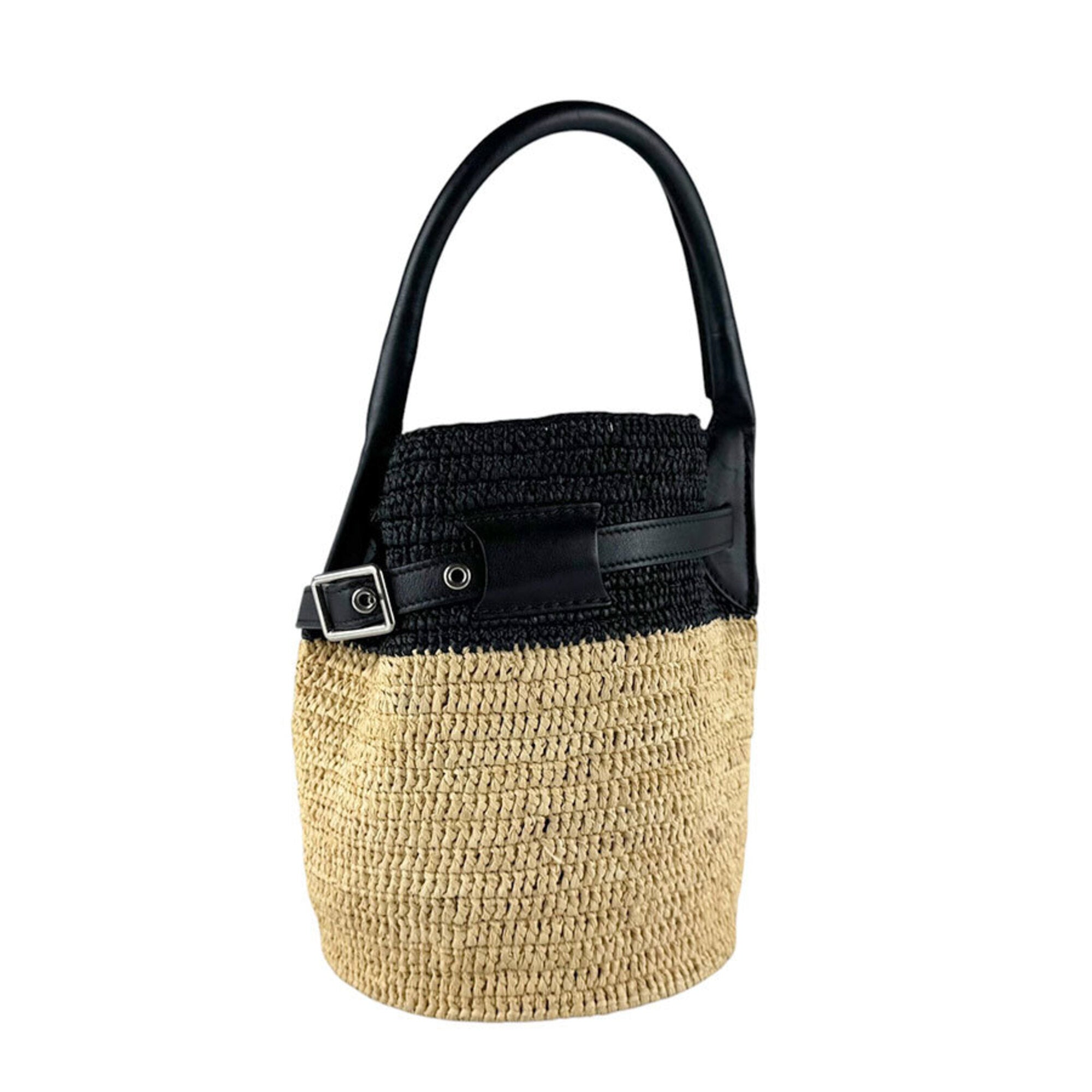 Celine Black Raffia Leather Handbag Shoulder Bag (Pre-Owned)