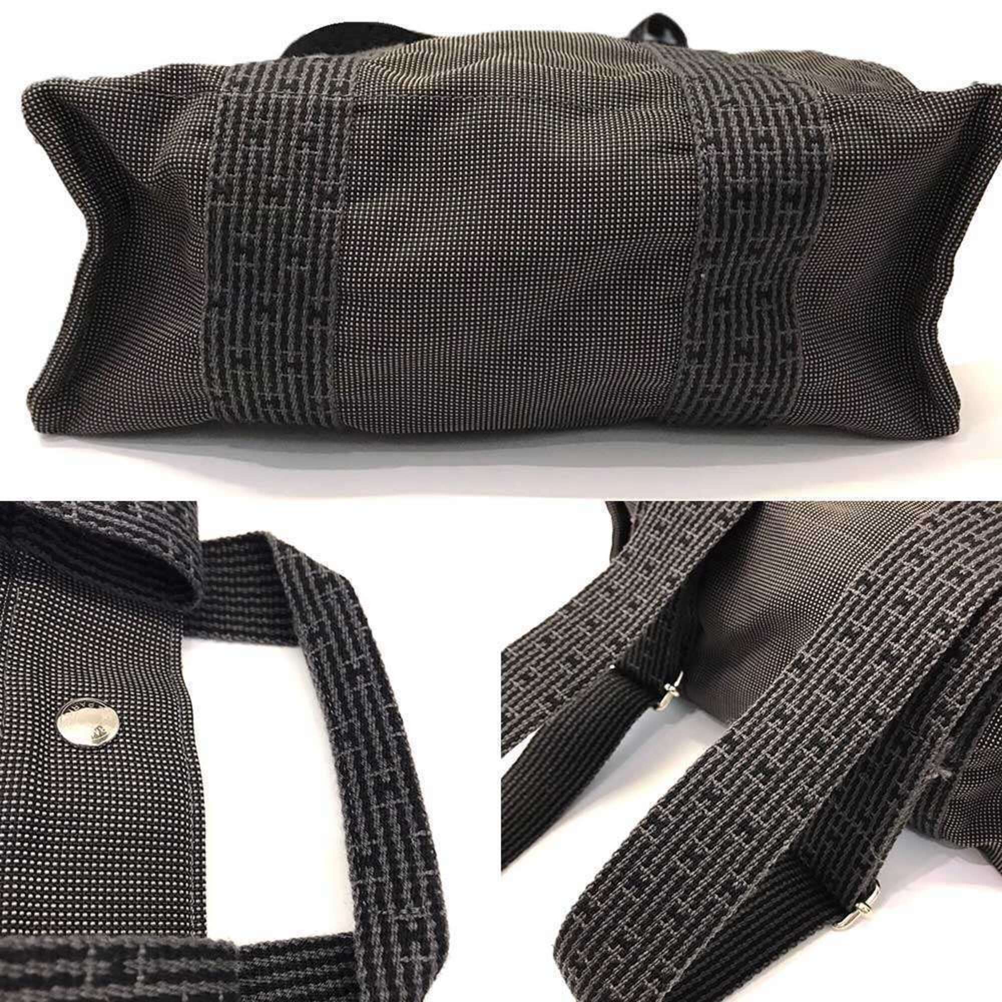 Hermes Her Line Gray Canvas Backpack (Pre-Owned)