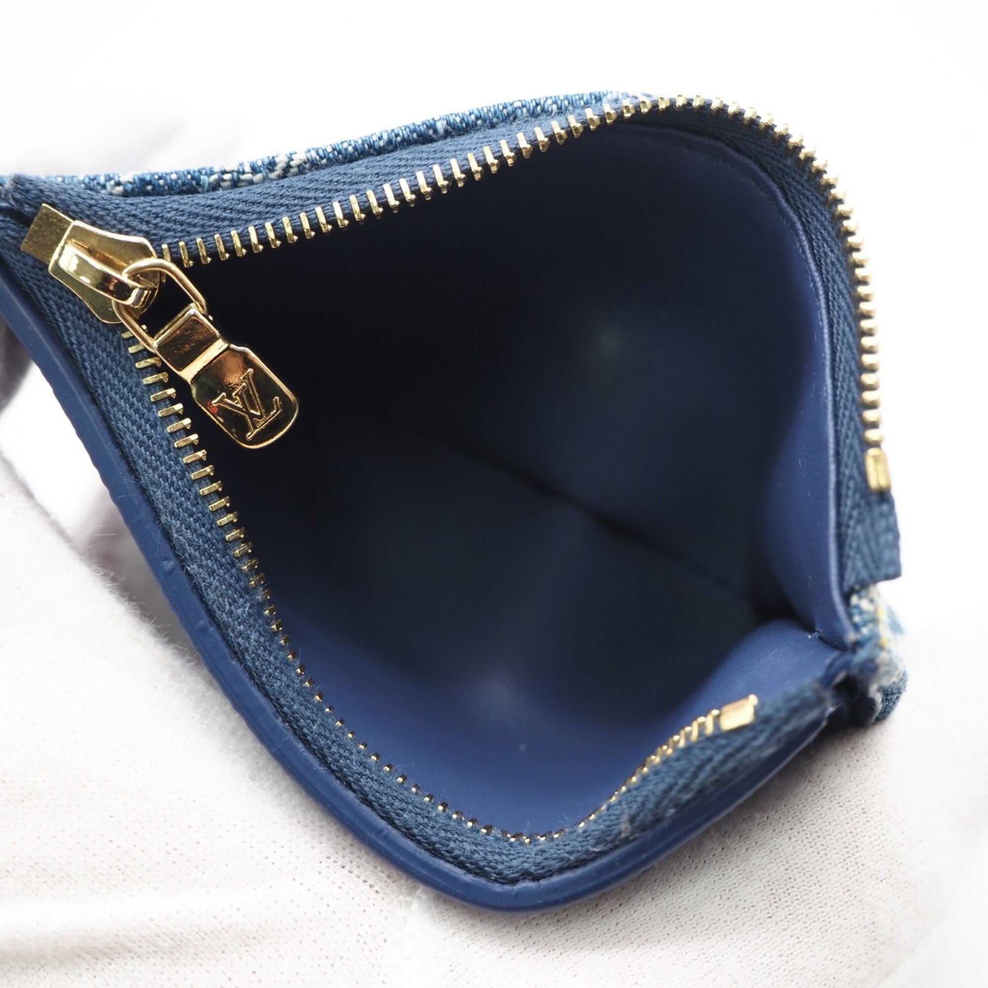 Louis Vuitton Monogram Denim Blue Denim Leather Wallet (Tri-Fold) (Pre-Owned)