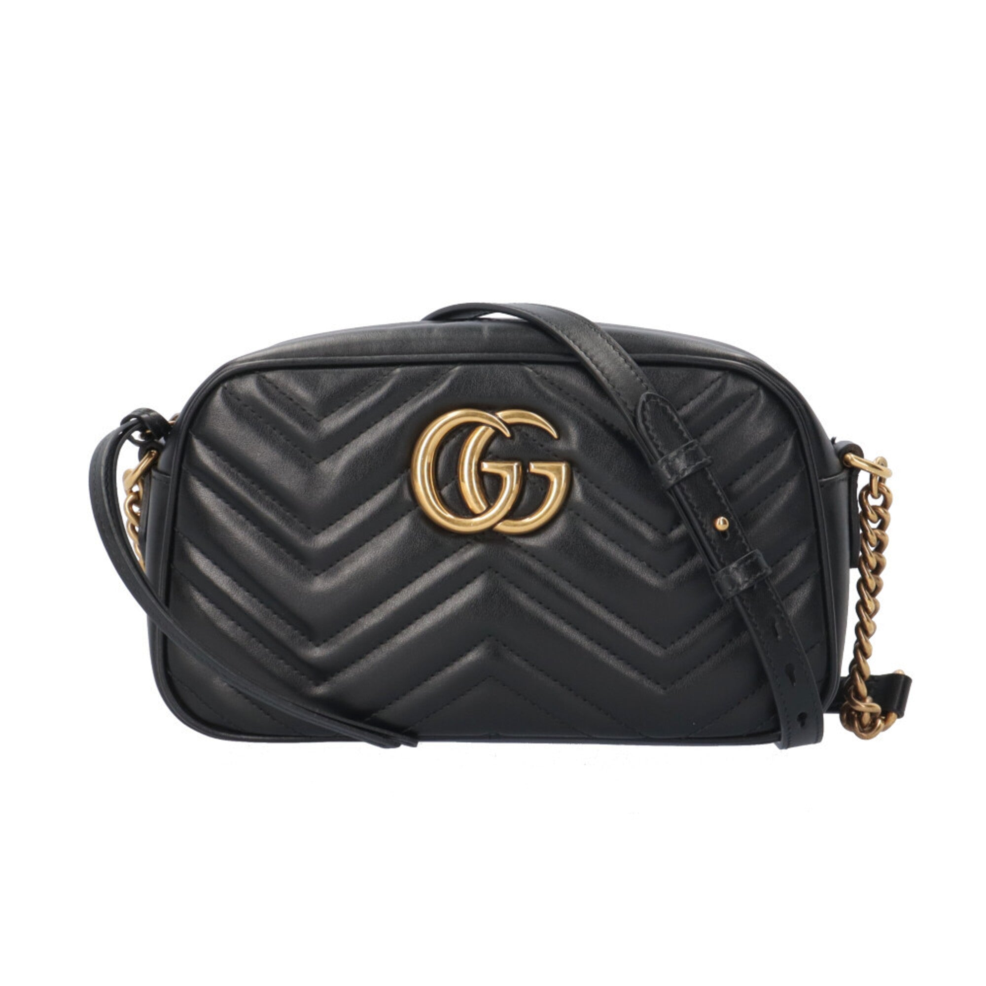 Gucci Gg Marmont Black Leather Handbag Shoulder Bag (Pre-Owned)