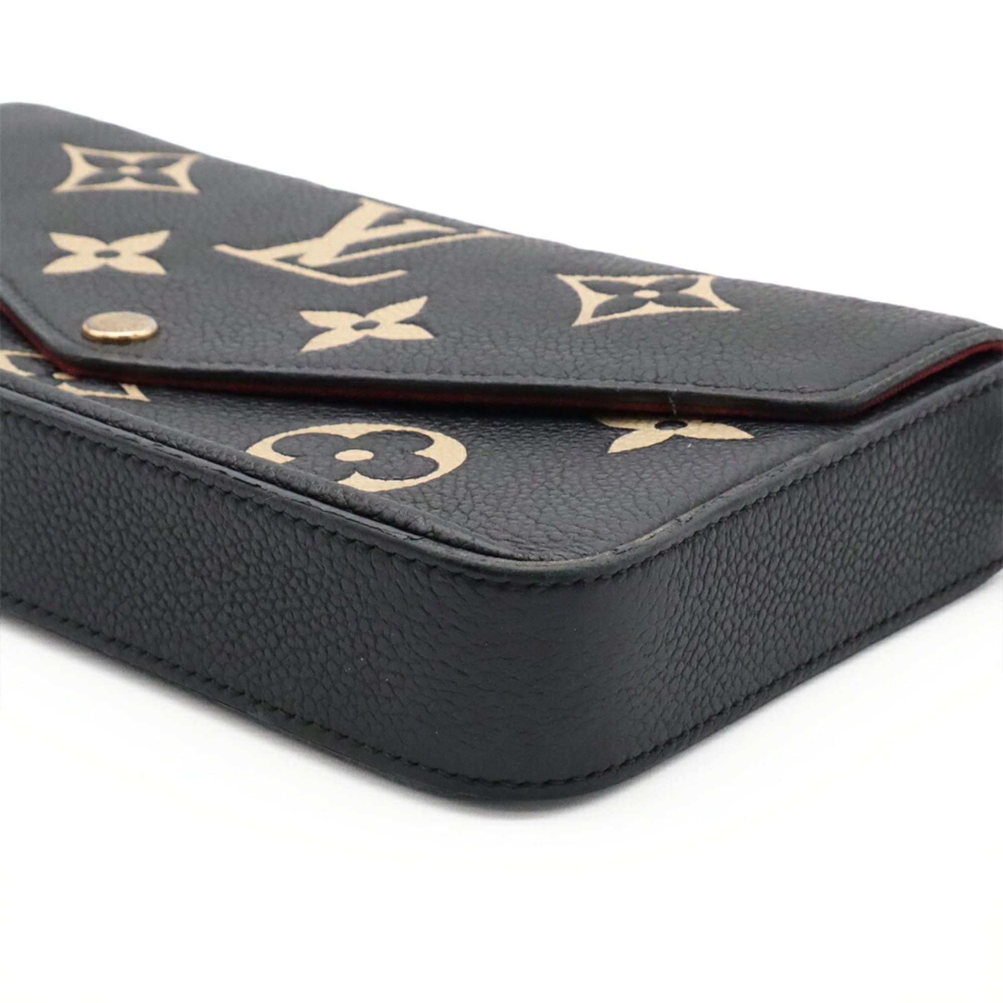 Louis Vuitton Beige Black Monogram Empreinte Leather Clutch Bag Pochette Shoulder Bag (Pre-Owned)