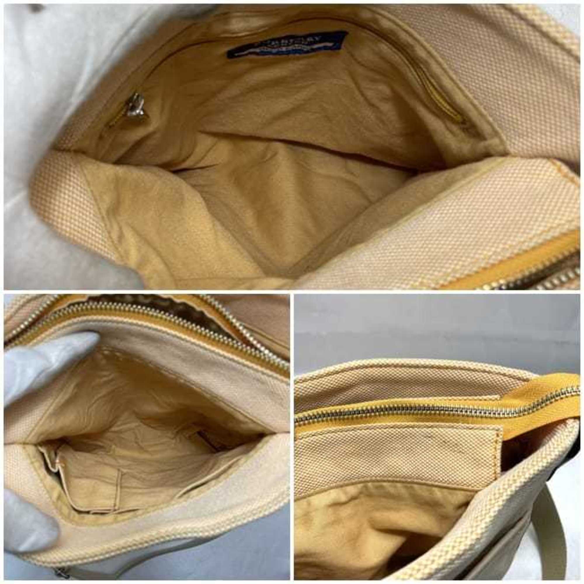 Burberry Beige Orange Canvas Shoulder Bag (Pre-Owned)