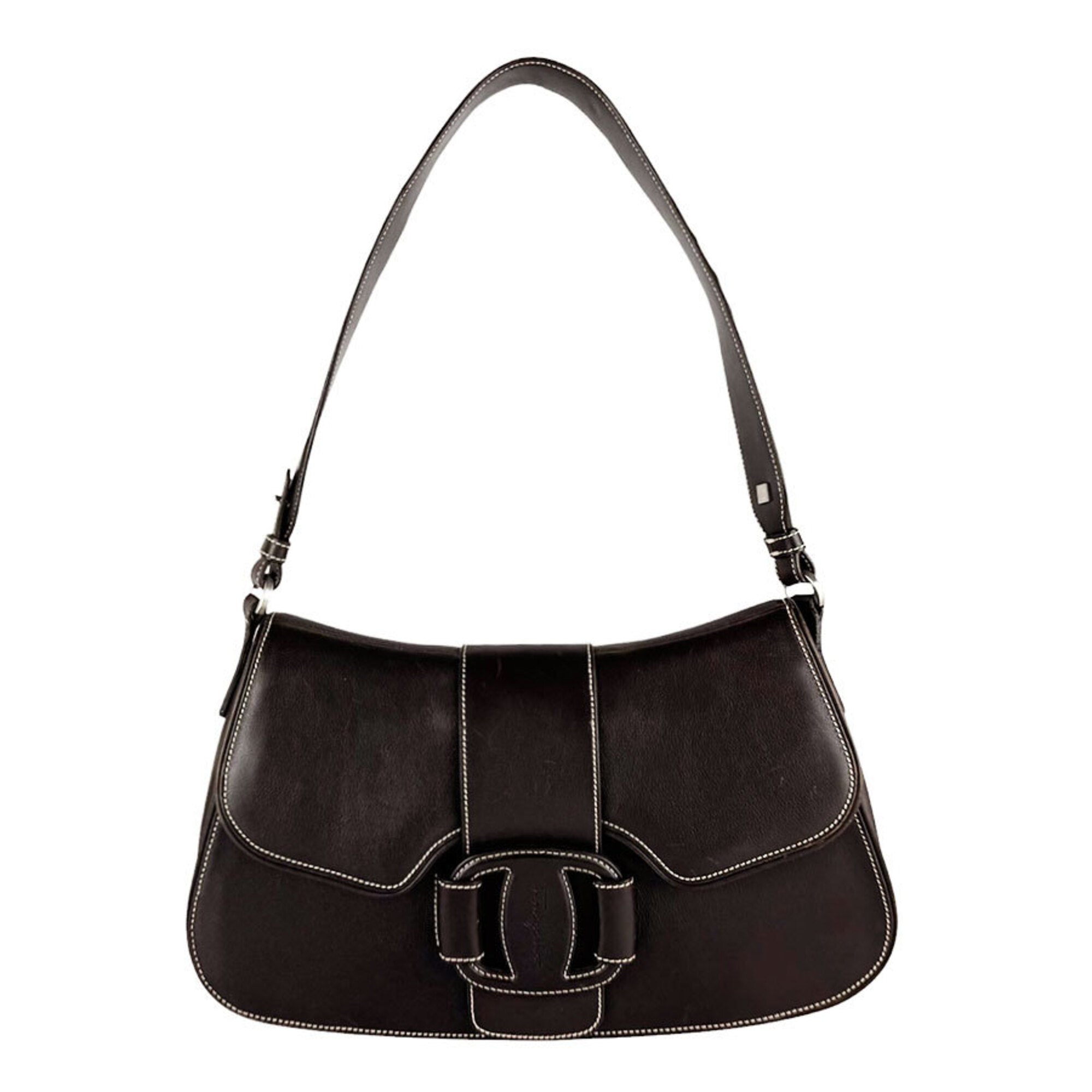 Salvatore Ferragamo Brown Leather Shoulder Bag (Pre-Owned)