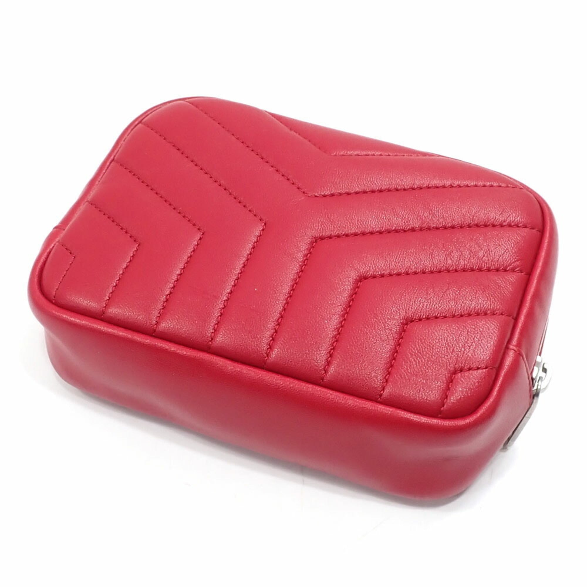 Saint Laurent Red Color Leather Pouch (Pre-Owned)