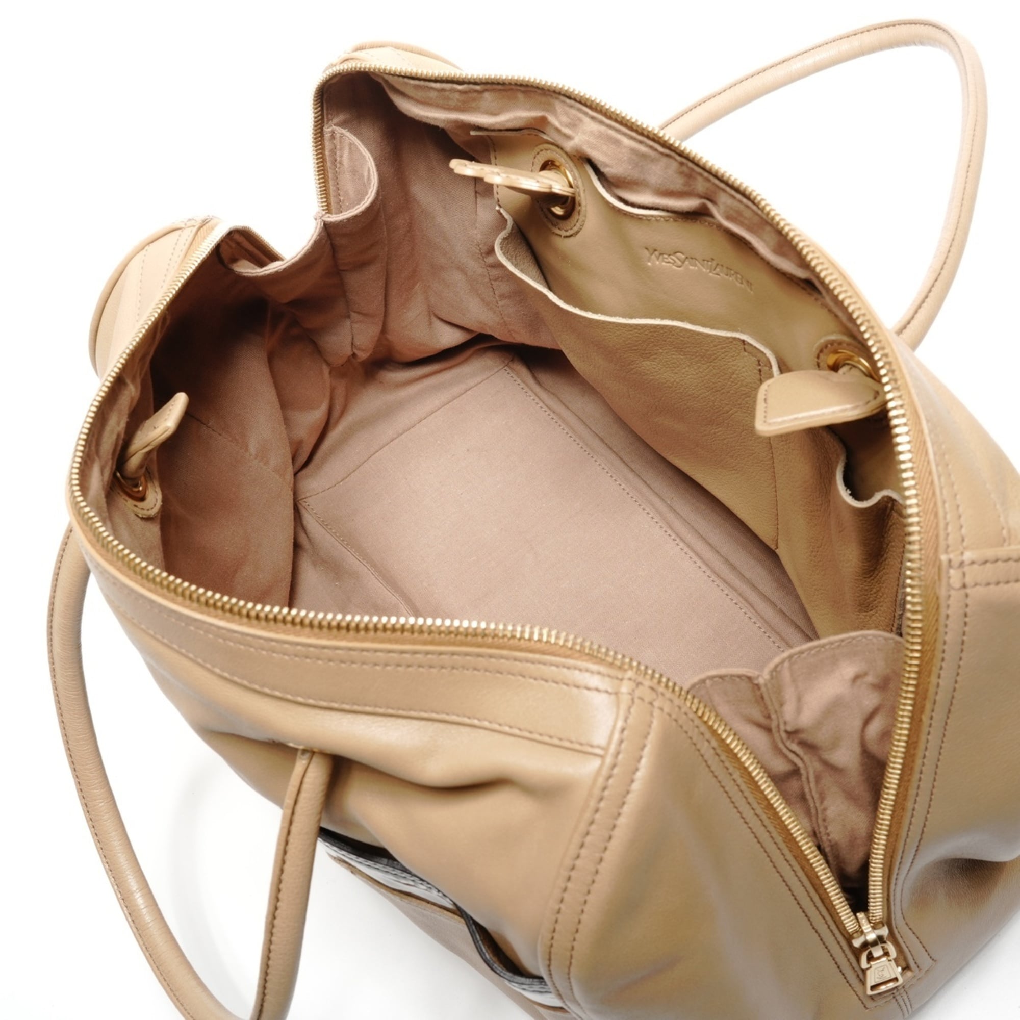 Yves Saint Laurent Beige Leather Boston Bag (Pre-Owned)
