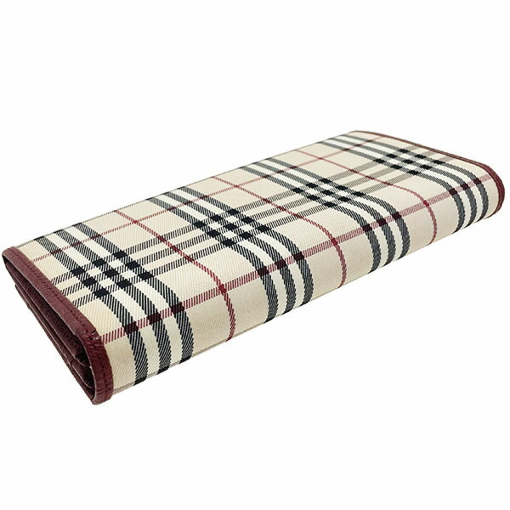 Burberry Beige Red Color Nylon Canvas Long Wallet (Bi-Fold) (Pre-Owned)