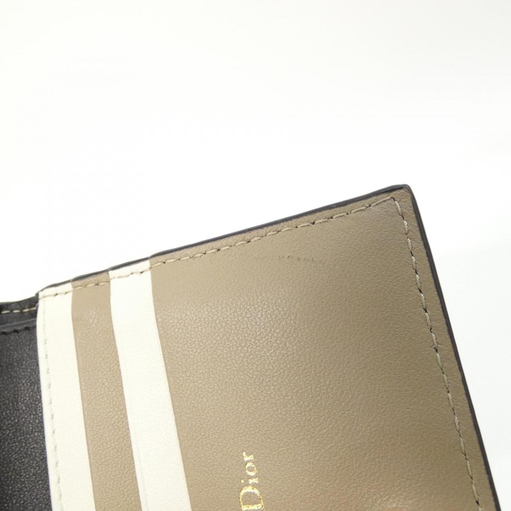 Christian Dior Black White Leather Wallet (Bi-Fold) (Pre-Owned)
