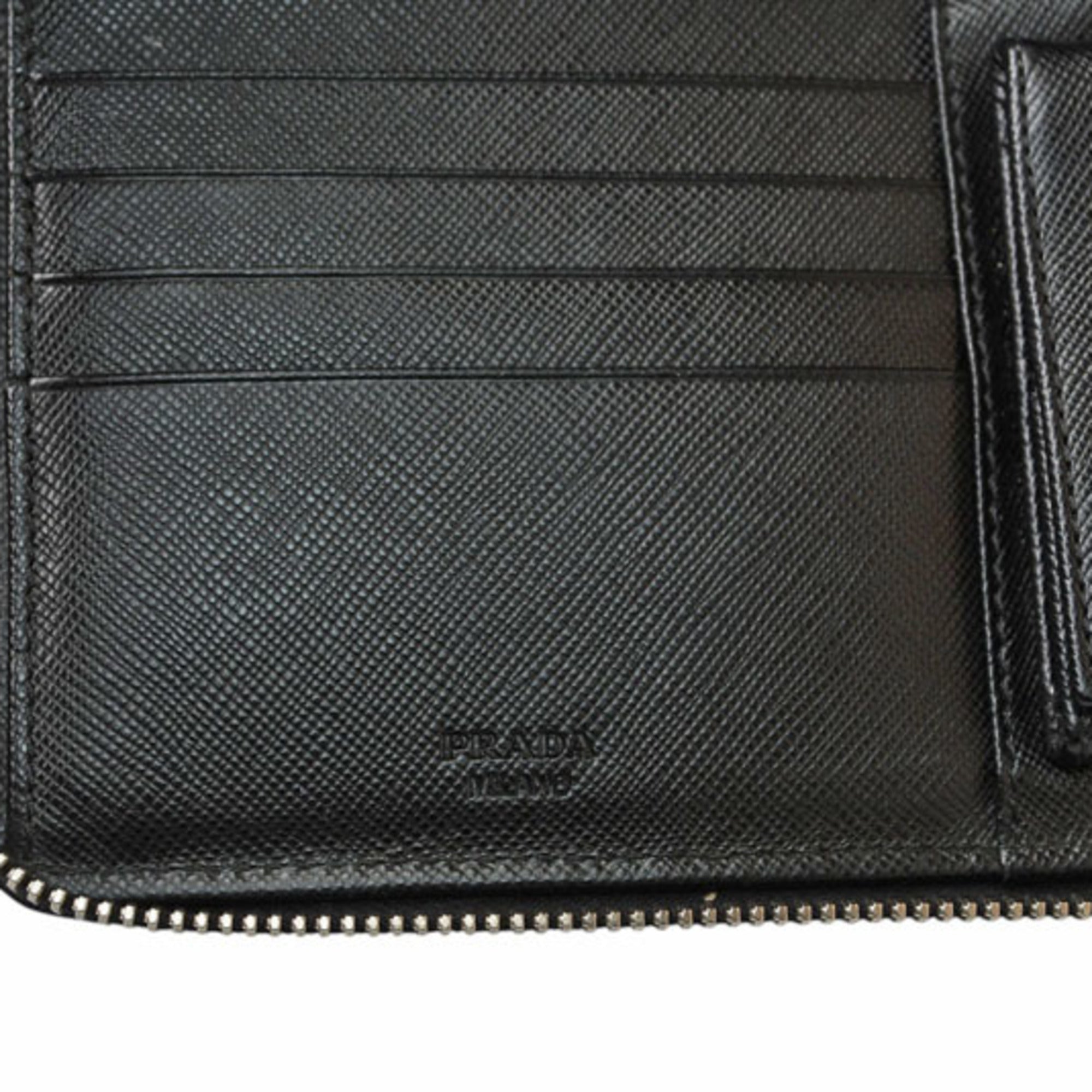 Prada Black Leather Long Wallet (Bi-Fold) (Pre-Owned)