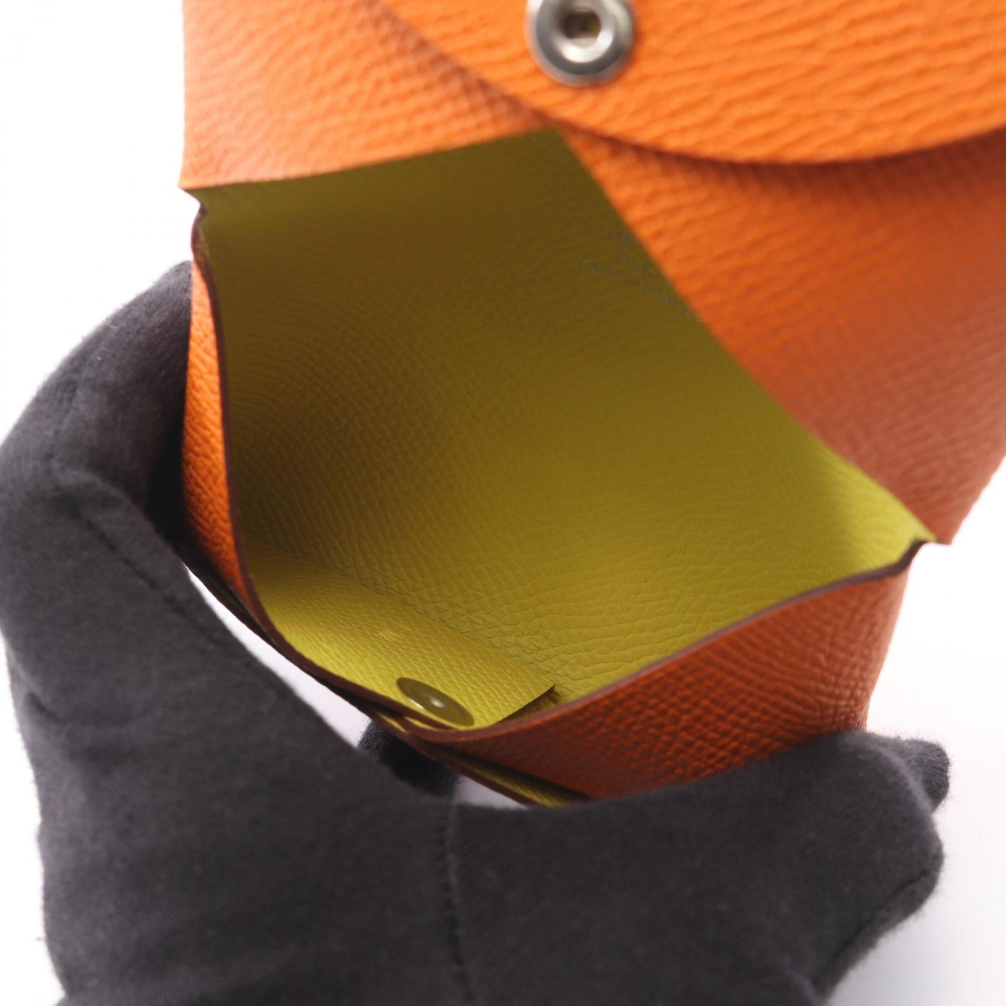 Hermes Lime Orange Epsom Leather Coin Purse/Coin Case (Pre-Owned)