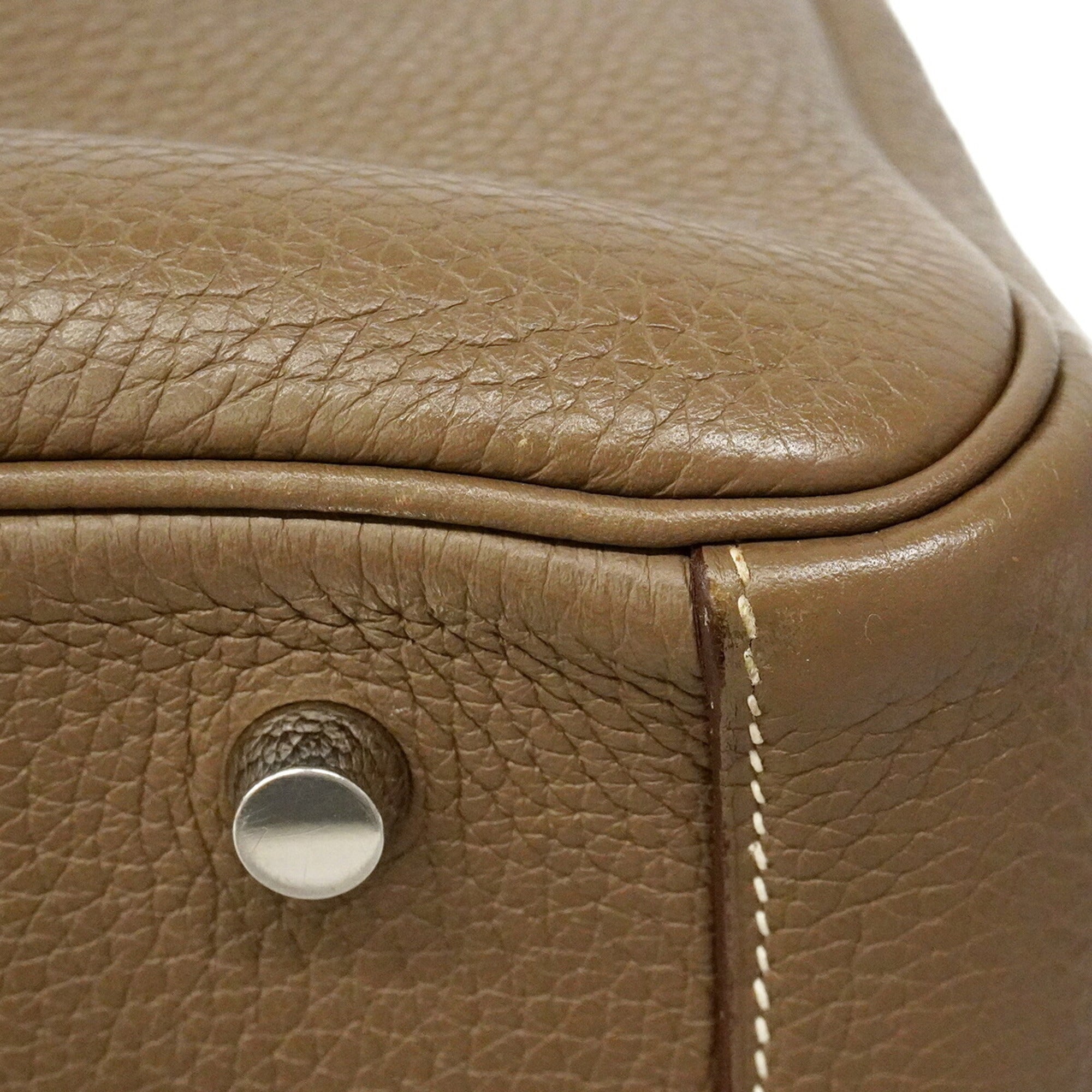 Hermes Etoupe Gray Taurillon Clemence Leather Handbag (Pre-Owned)