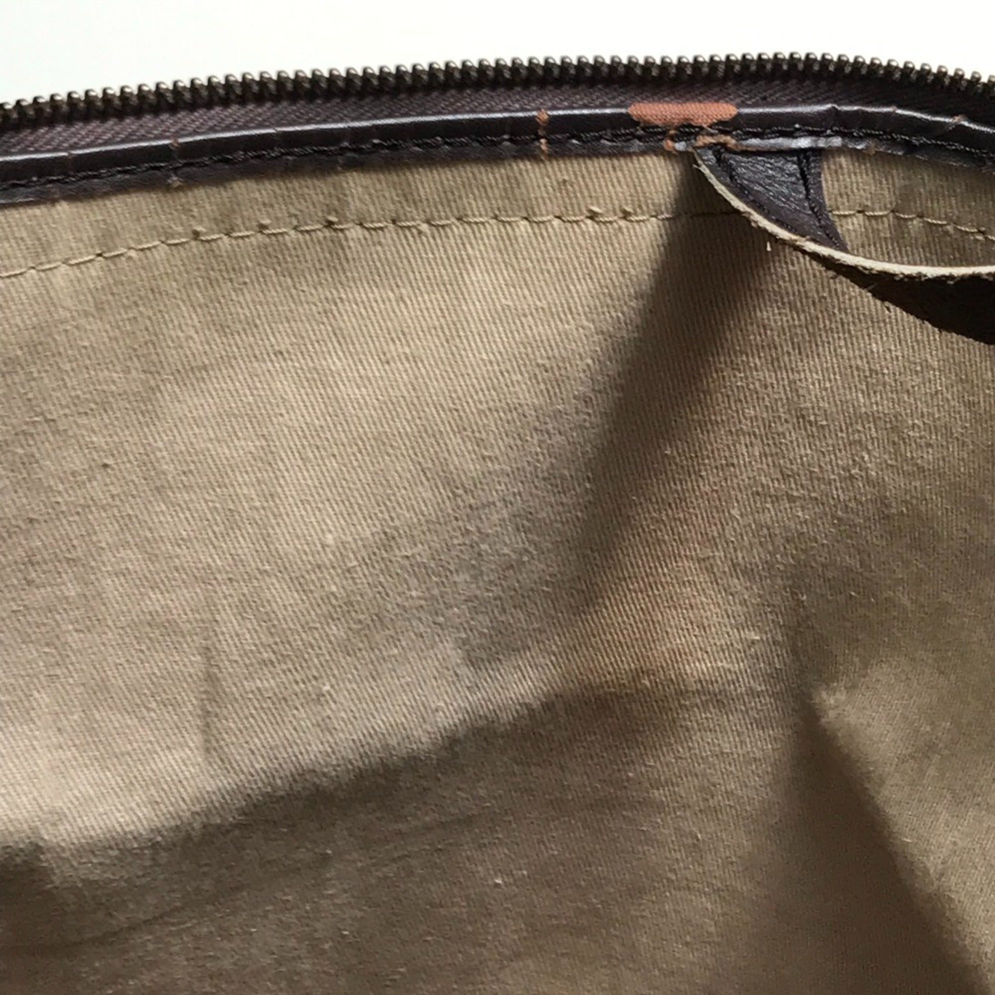 Christian Dior Beige Brown Leather Canvas Shoulder Bag (Pre-Owned)