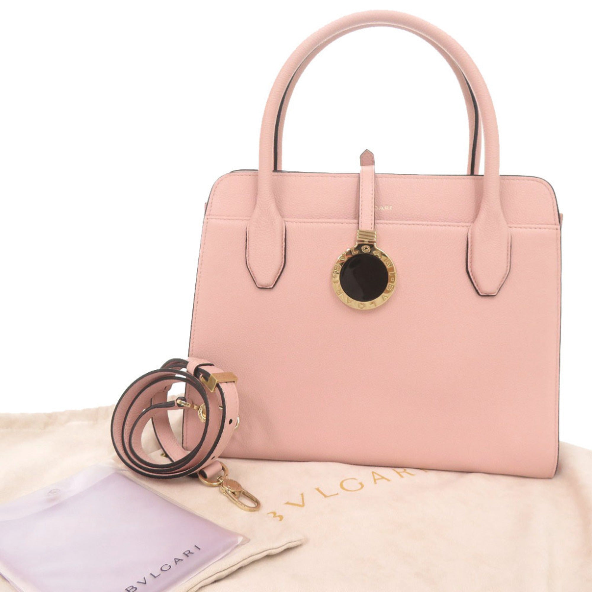 Bvlgari Pink Leather Handbag Shoulder Bag Tote Bag (Pre-Owned)