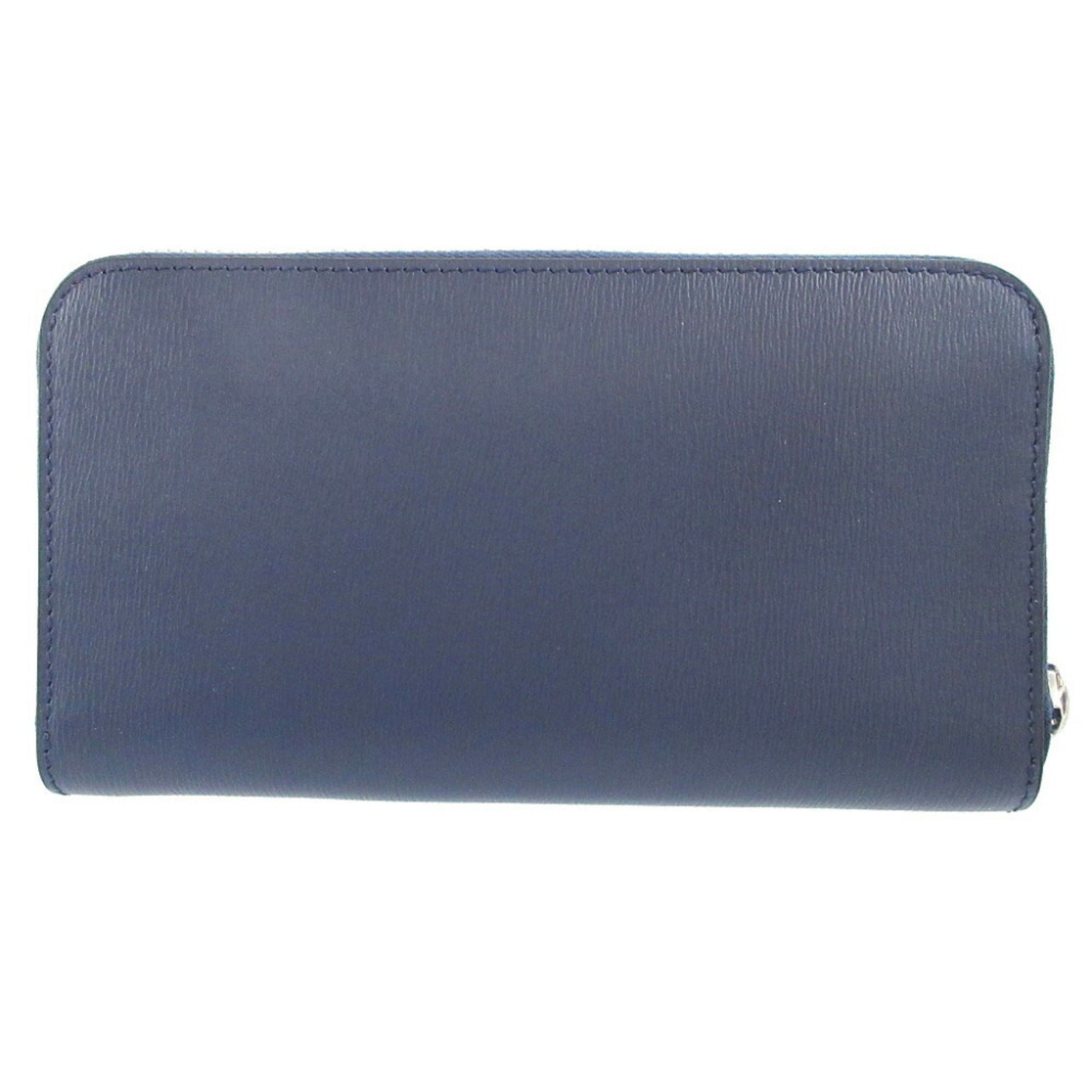 Burberry Navy Leather Long Wallet (Bi-Fold) (Pre-Owned)