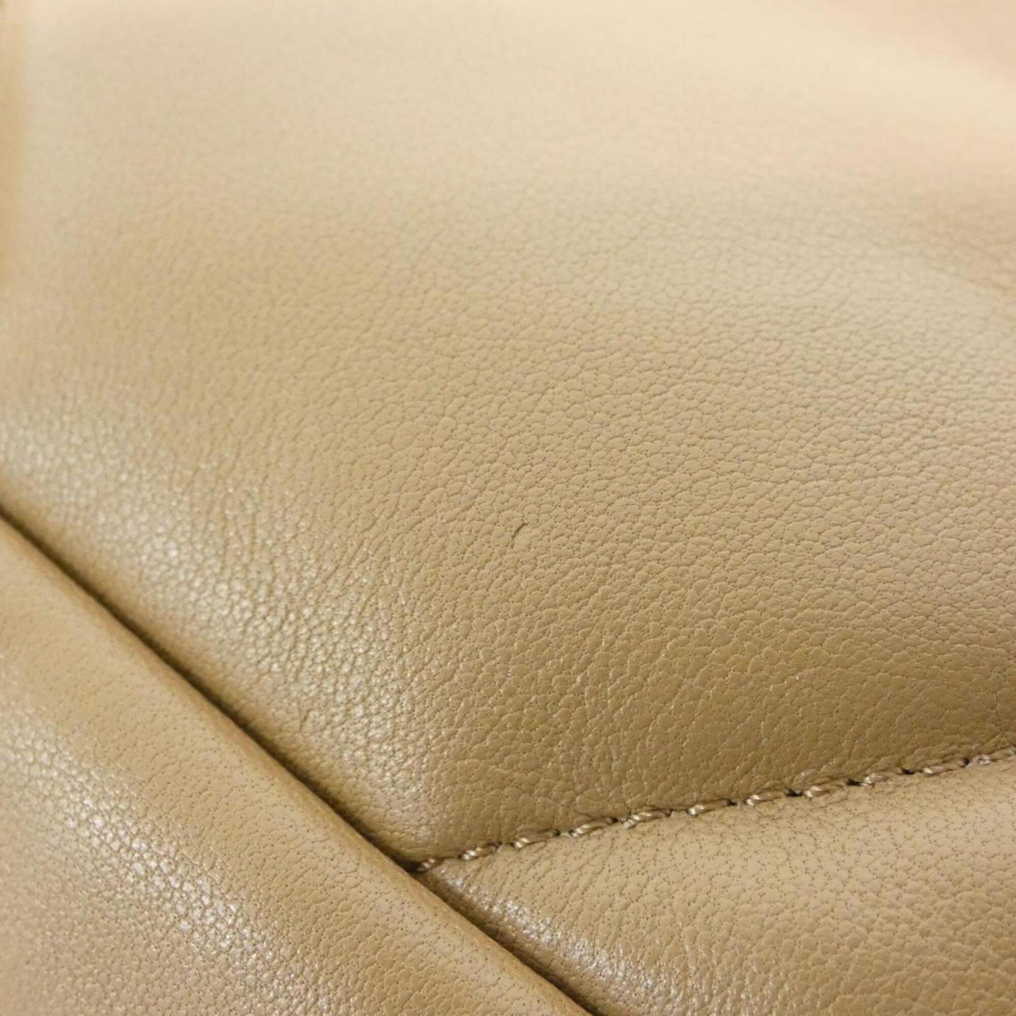 Chanel Dark Beige Leather Shoulder Bag (Pre-Owned)