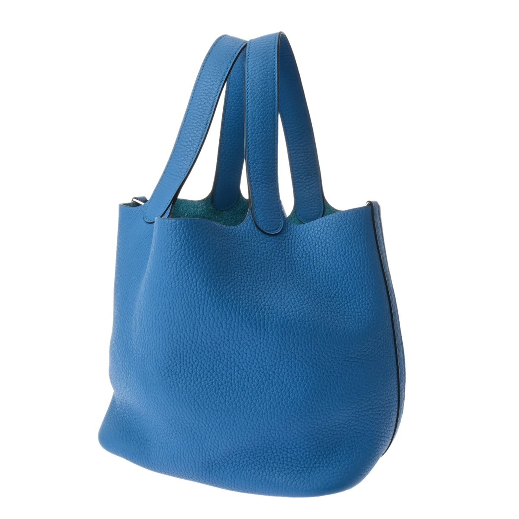 Hermes Picotin Blue Taurillon Clemence Leather Handbag (Pre-Owned)