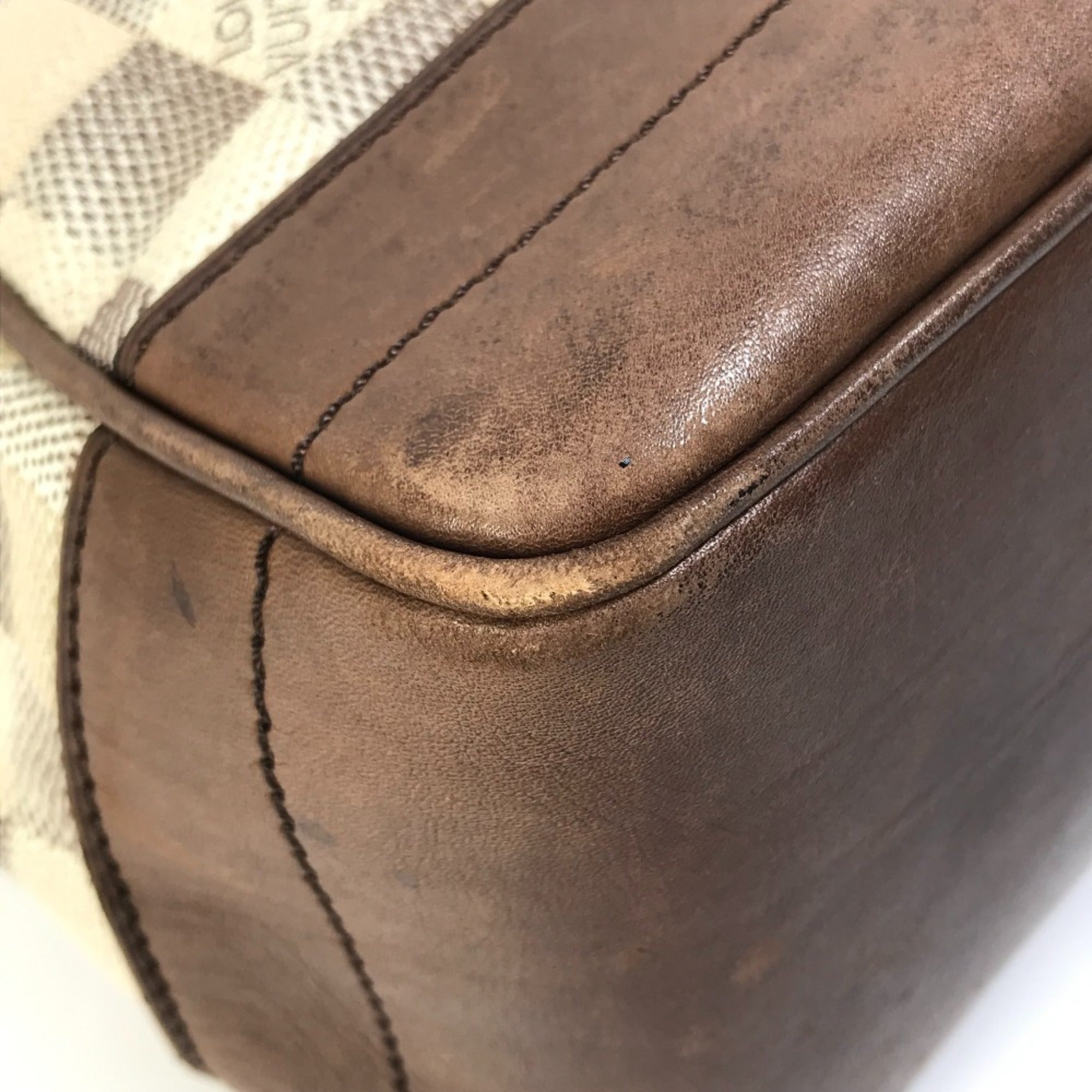 Louis Vuitton Brown White Canvas Shoulder Bag Tote Bag (Pre-Owned)
