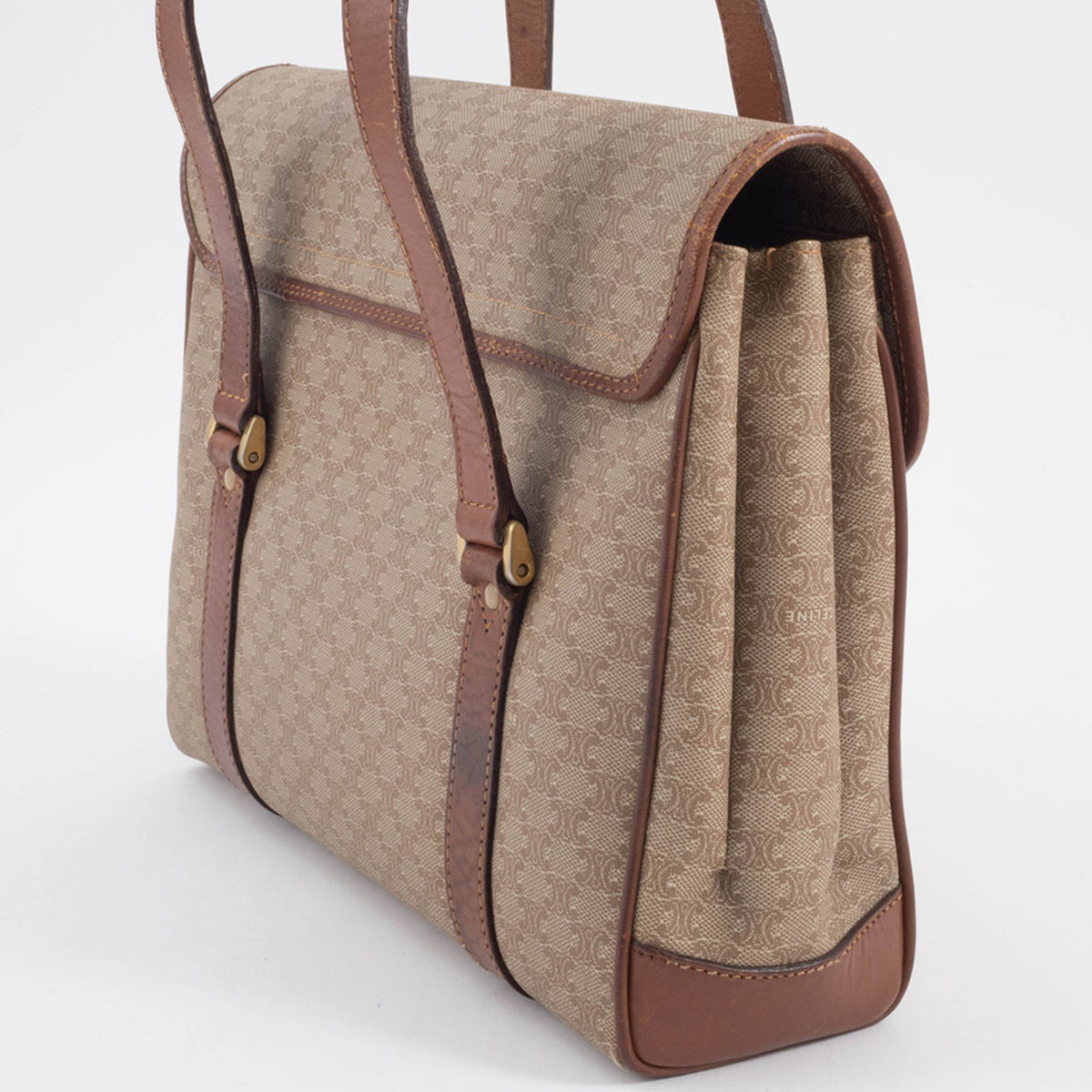 Celine Macadam Beige Brown Pvc Leather Handbag Tote Bag (Pre-Owned)