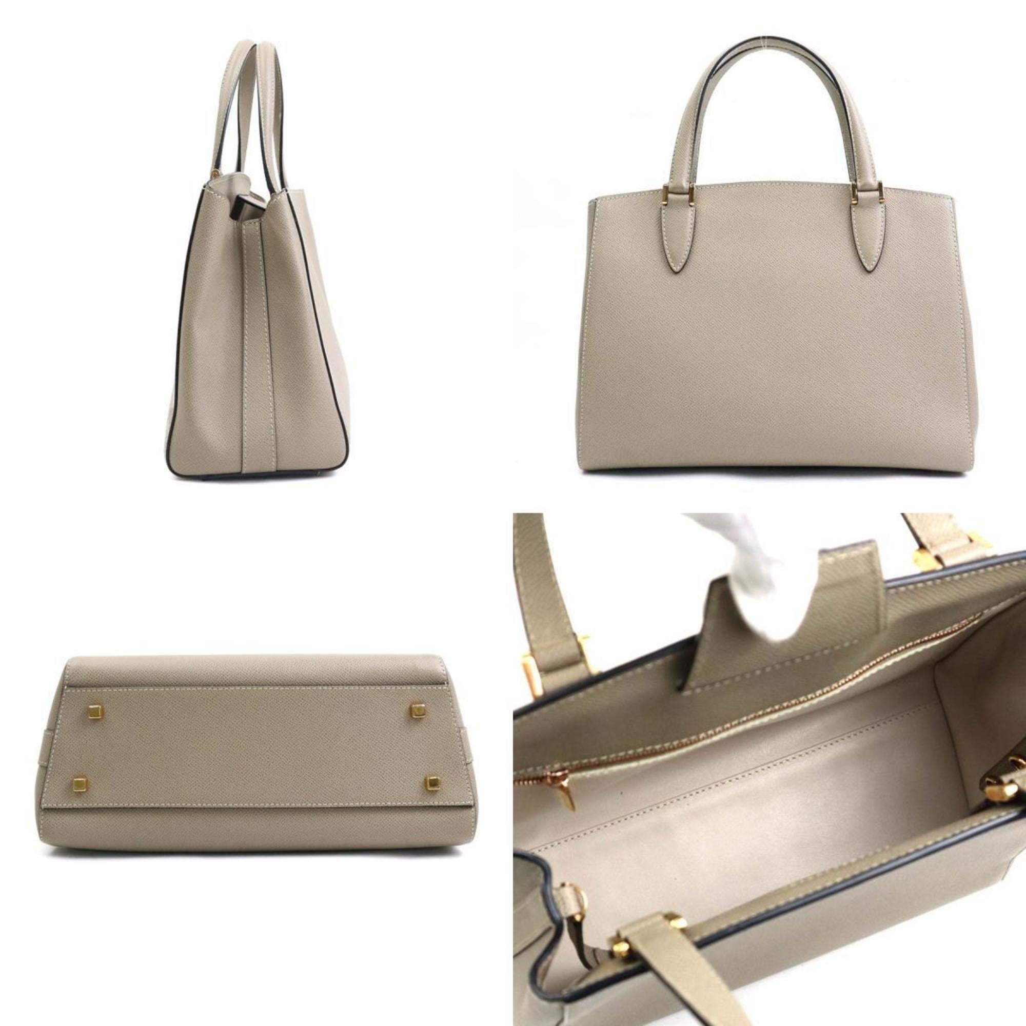 Valextra Grayish Leather Handbag Shoulder Bag (Pre-Owned)