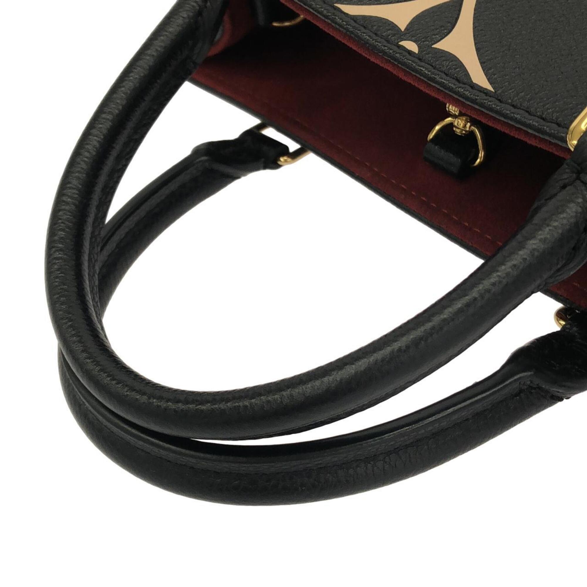 Louis Vuitton Beige Black Leather Handbag (Pre-Owned)