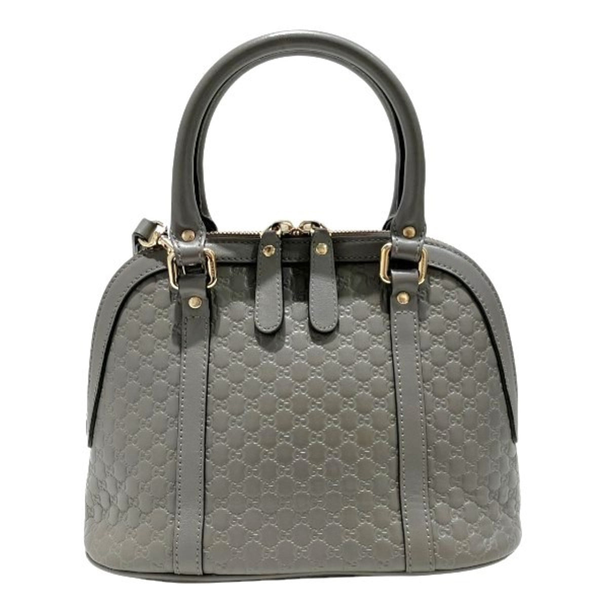 Gucci Gray Leather Handbag Shoulder Bag (Pre-Owned)