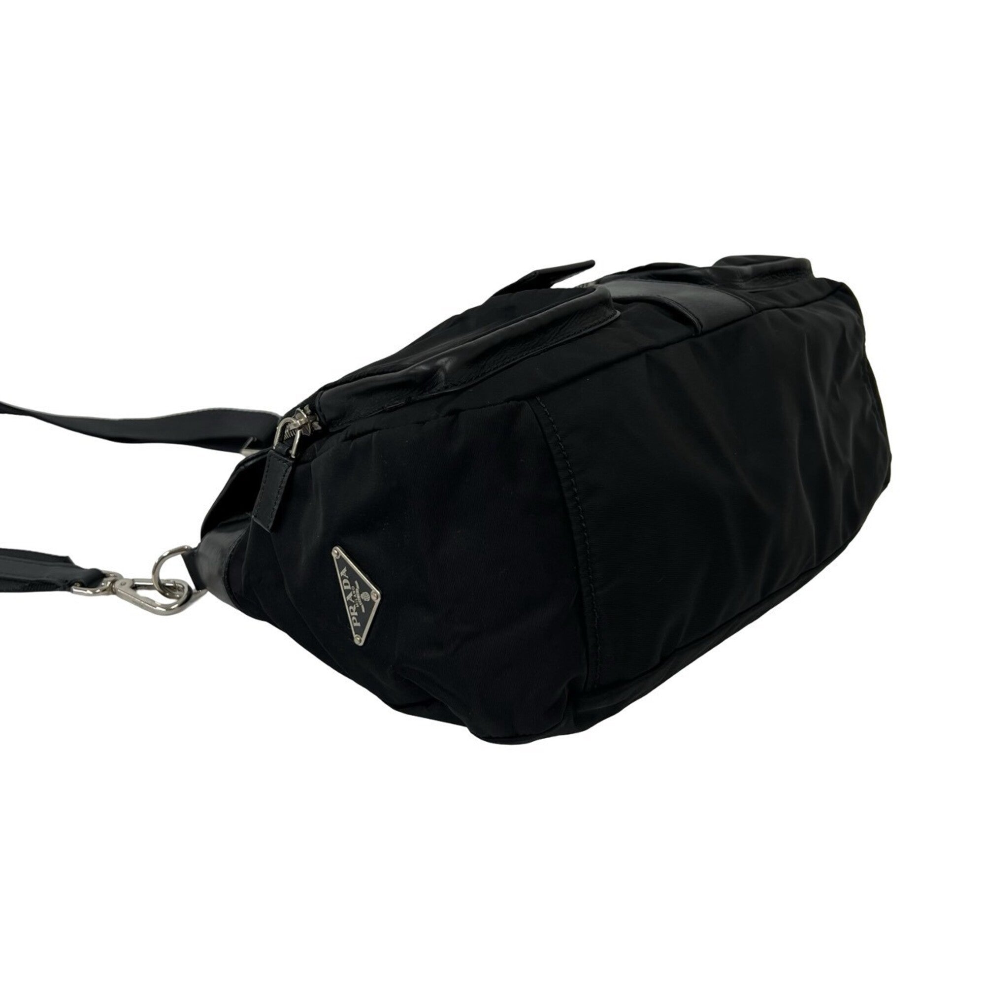 Prada Black Nylon Leather Crossbody Bag Shoulder Bag (Pre-Owned)