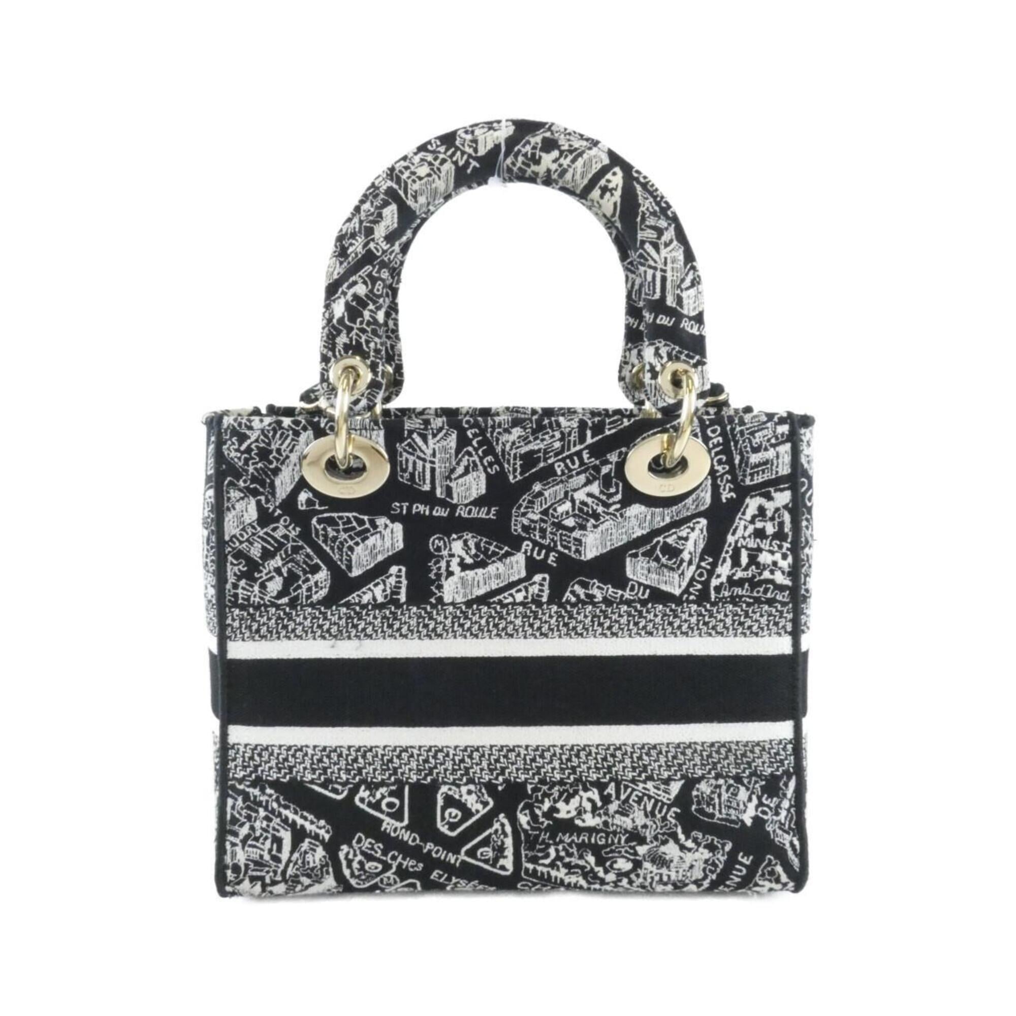 Christian Dior Black White Canvas Handbag (Pre-Owned)