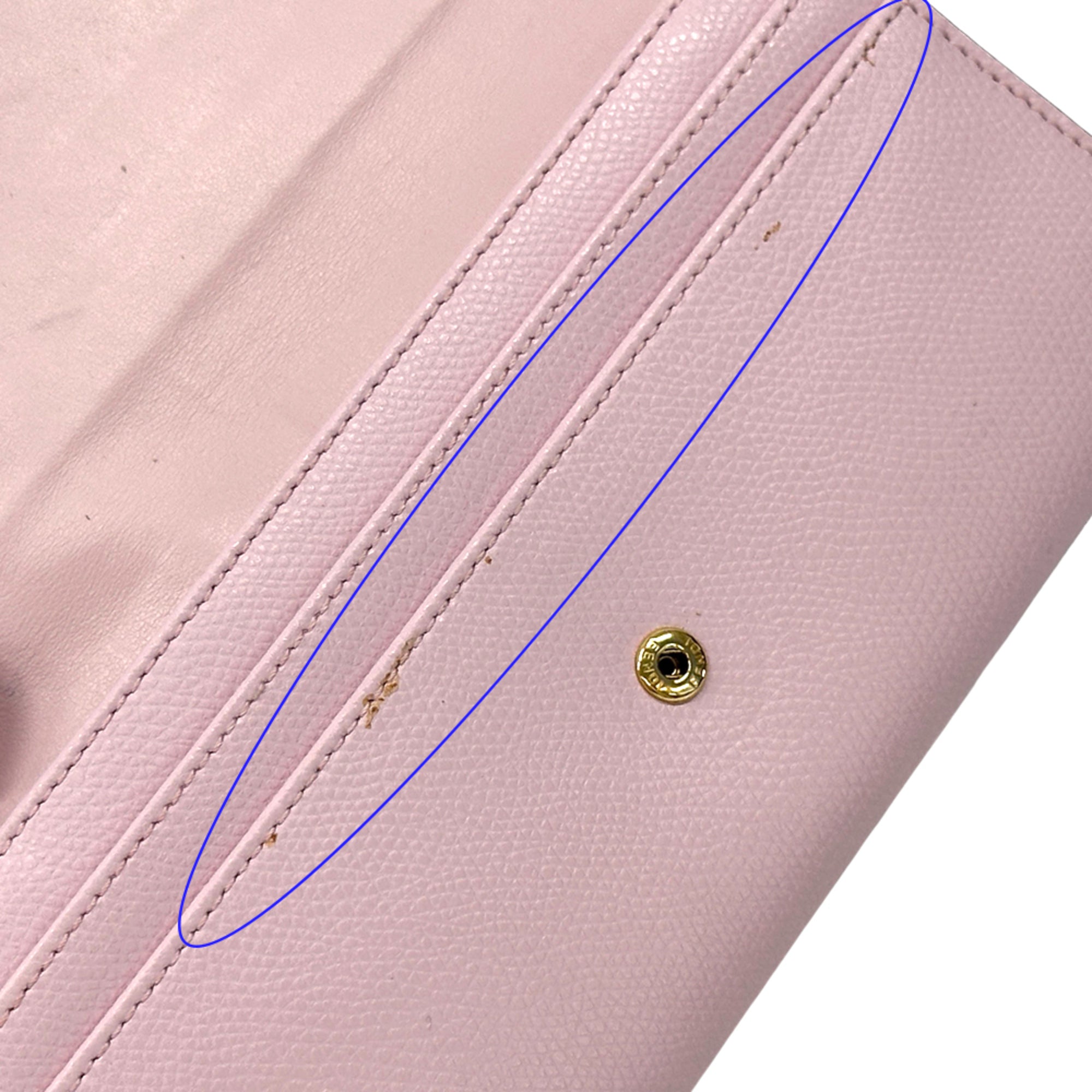 Fendi Gold Pink Leather Long Wallet (Bi-Fold) (Pre-Owned)