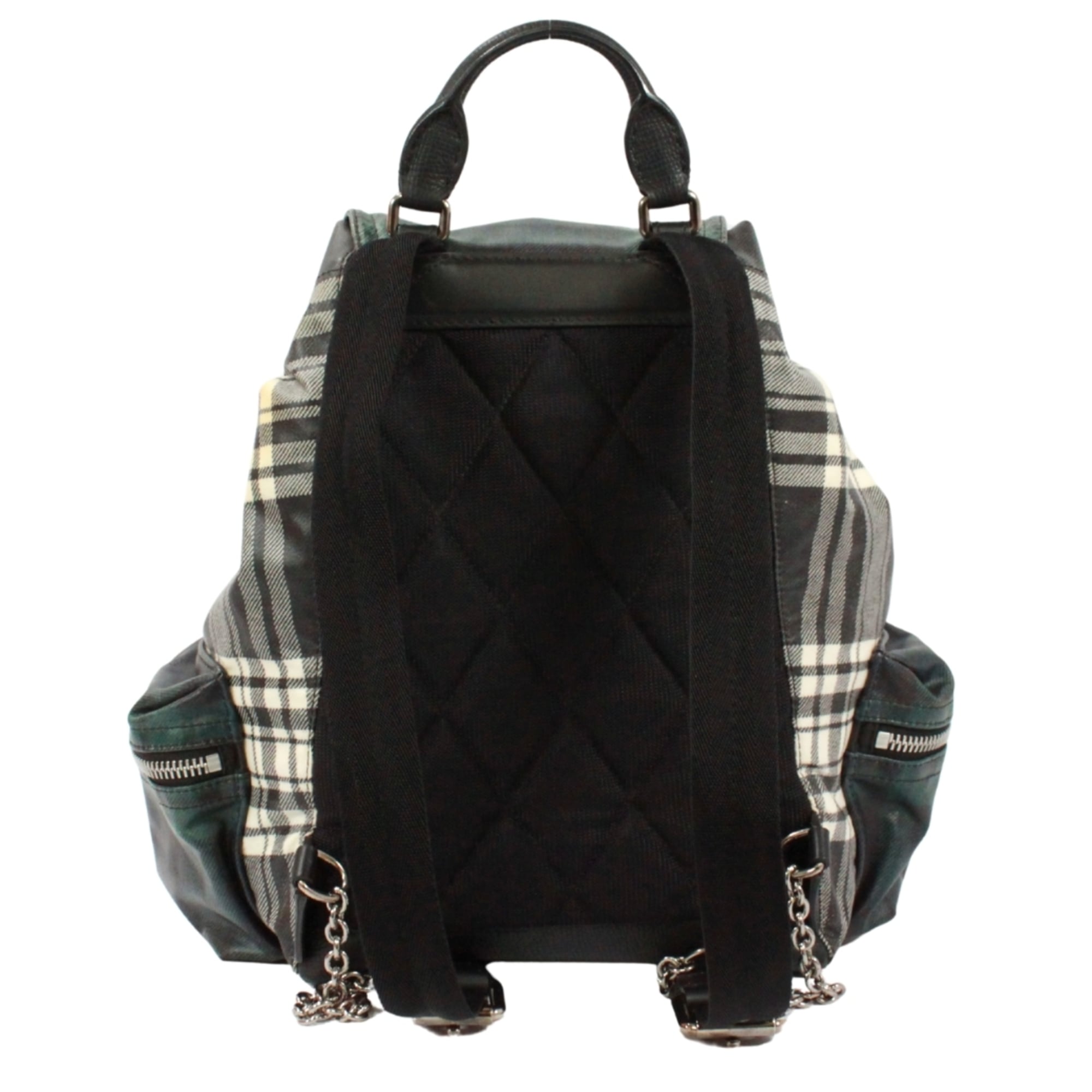 Burberry Black Green Cotton Canvas Backpack (Pre-Owned)